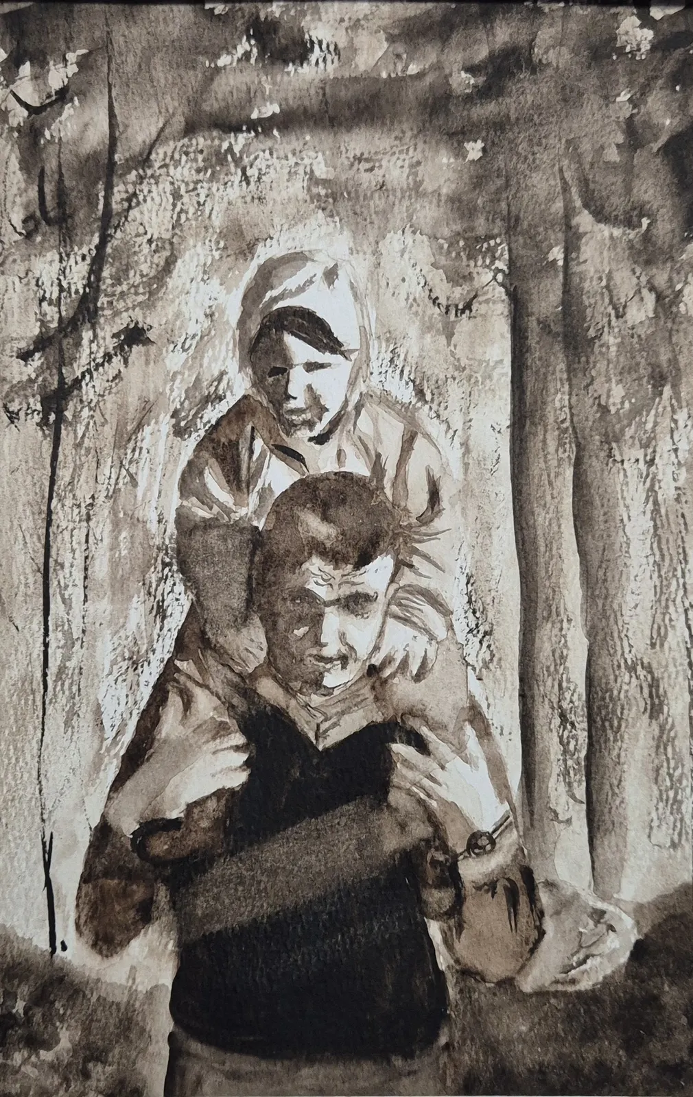 Akvarell Pappa och jag av Anki Modin