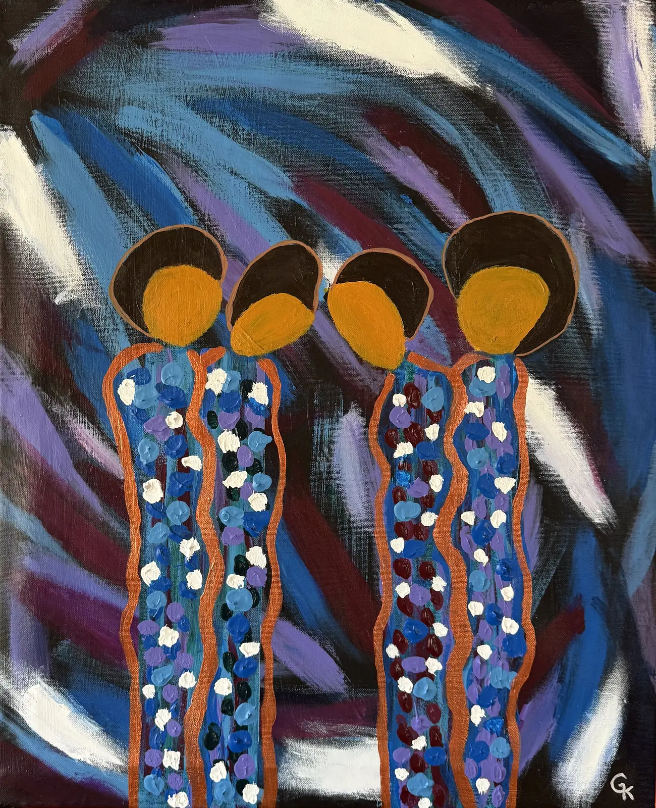 Akrylmålning Folket av Göran Karjaluoto