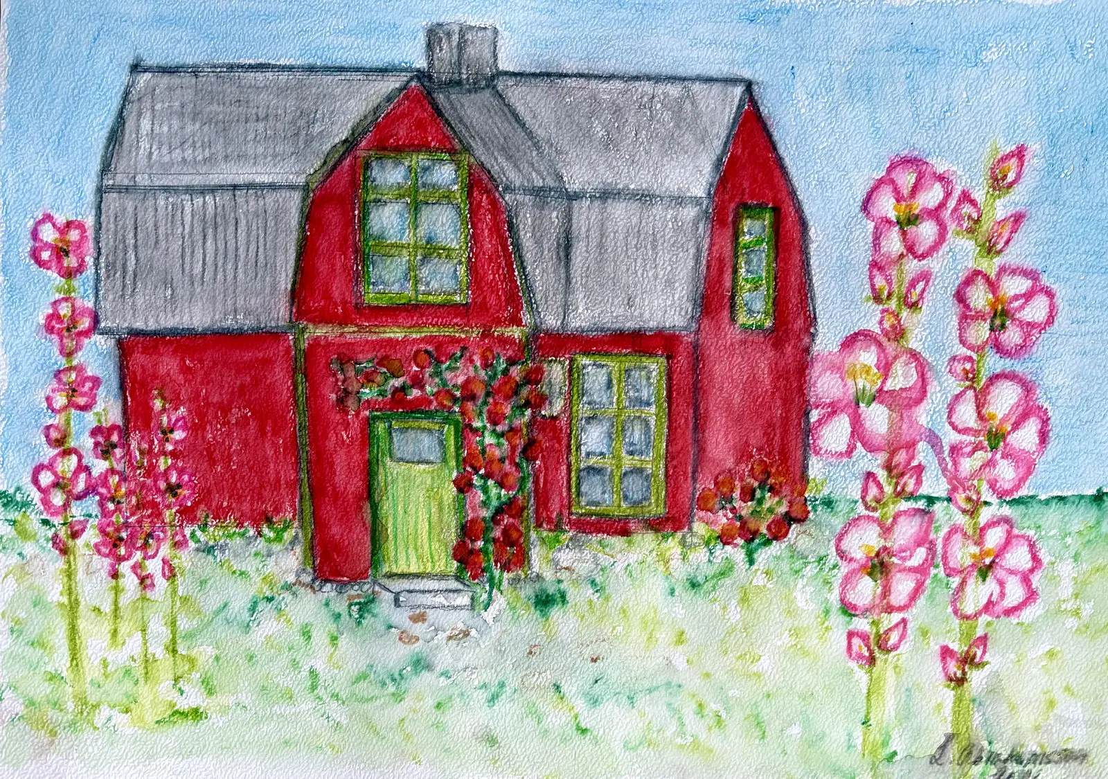 Akvarell På landet av Linda Abrahamsson La Arts Sweden