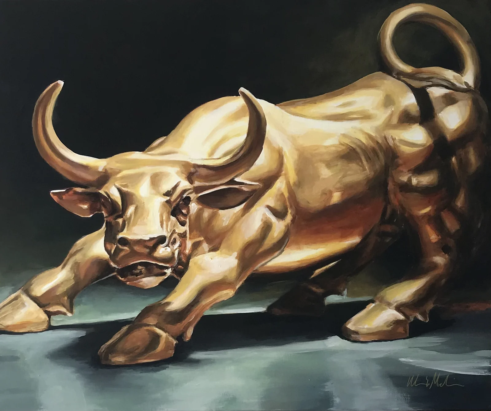 Akrylmålning The Bull of Wallstreet av Ulrika Melin