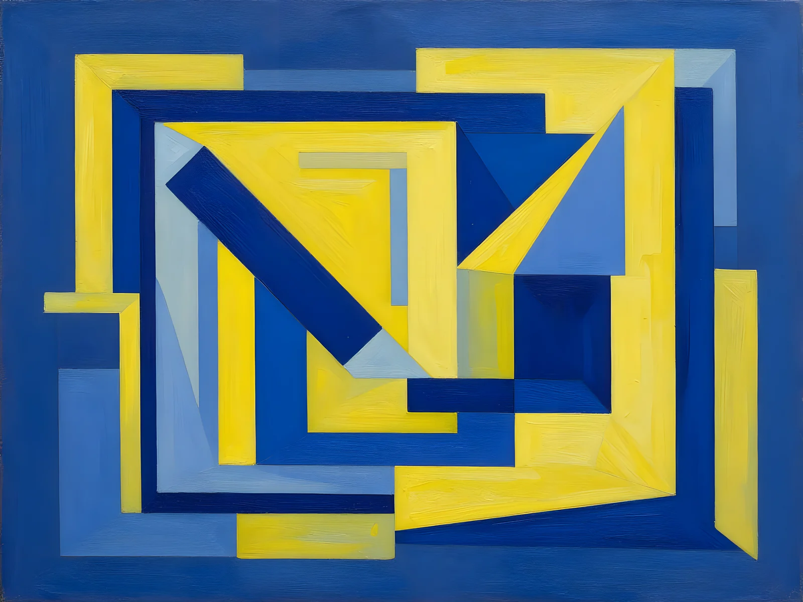 Blått och gult kubism II av Harri Ylikomi