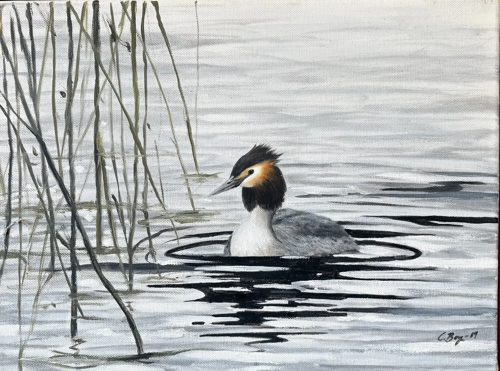 Oljemålning Skäggdopping av Caroline Berg