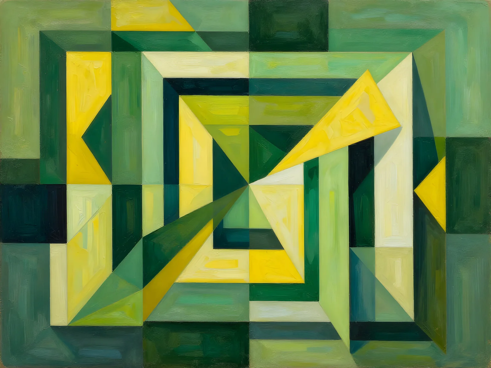 Green and yellow kubism III av Harri Ylikomi