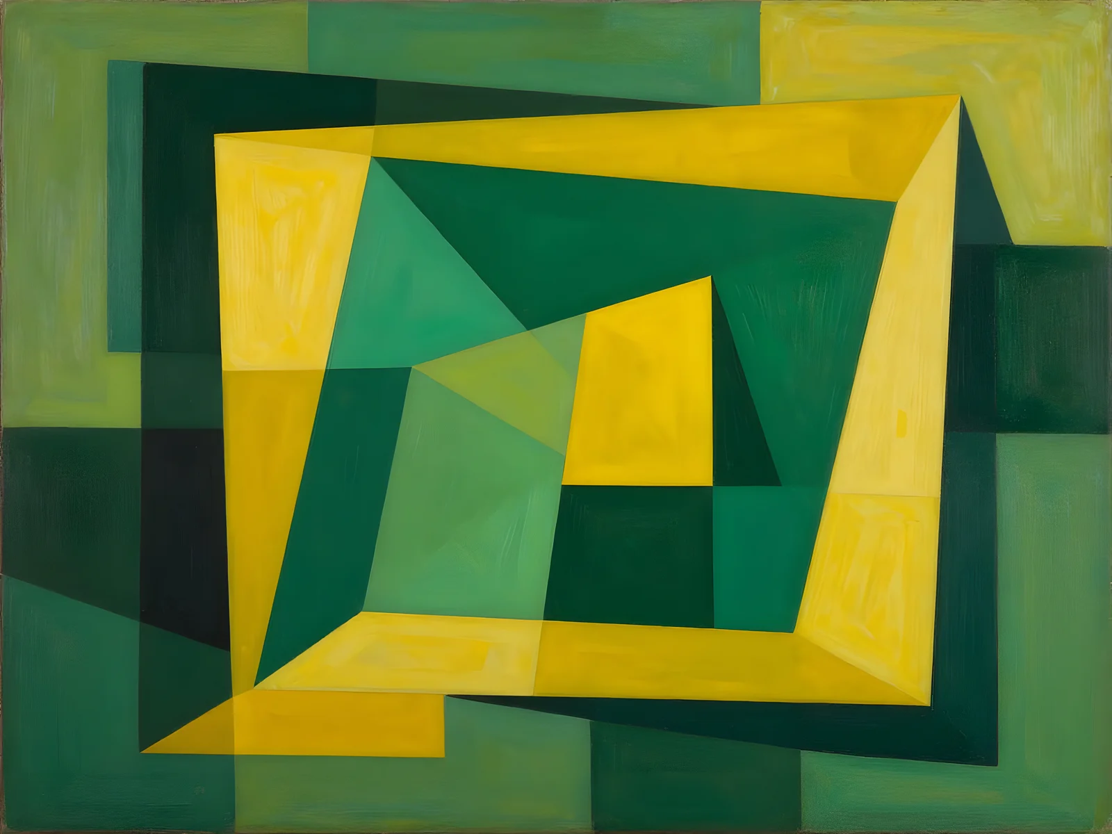 Green and yellow kubism IV av Harri Ylikomi