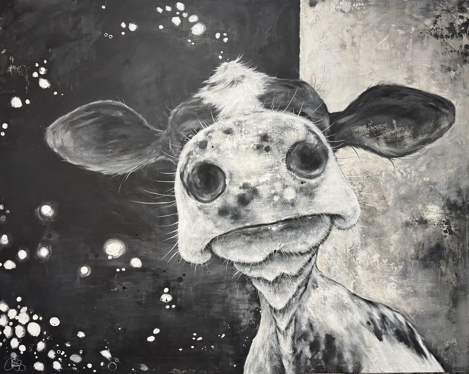 Akrylmålning COW 512 Moozle av Matilda Skoglund