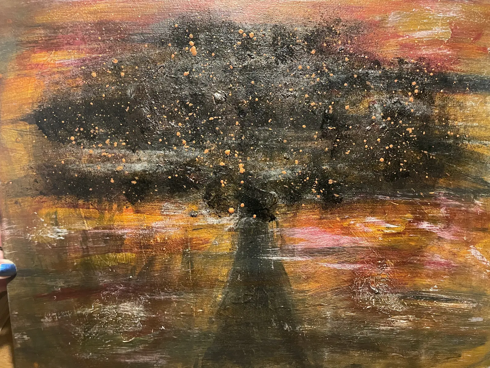 Akrylmålning Sunset tree av Charlotta Thysell