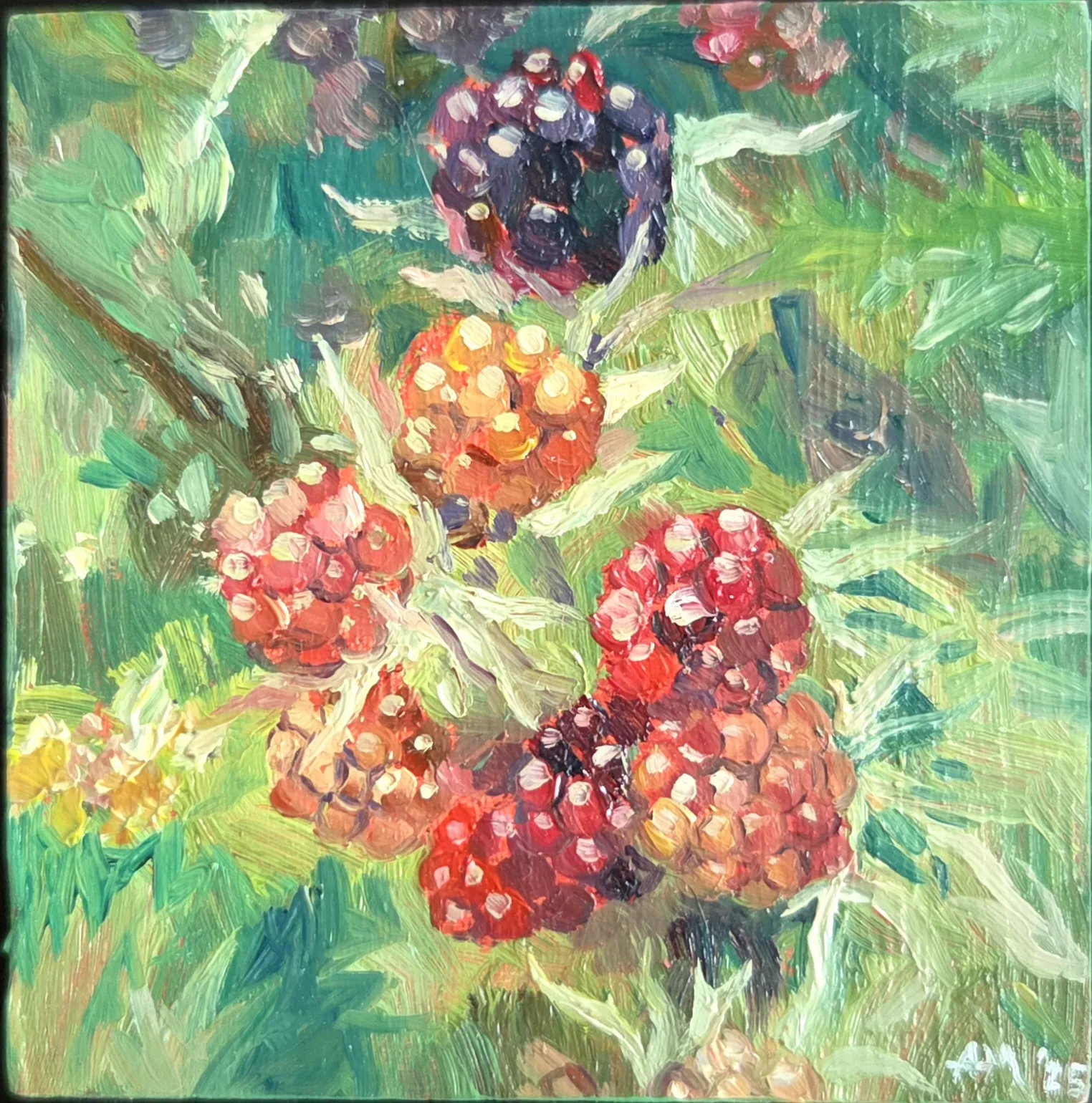 Oljemålning Summer berries av Anastasiia Mazeina