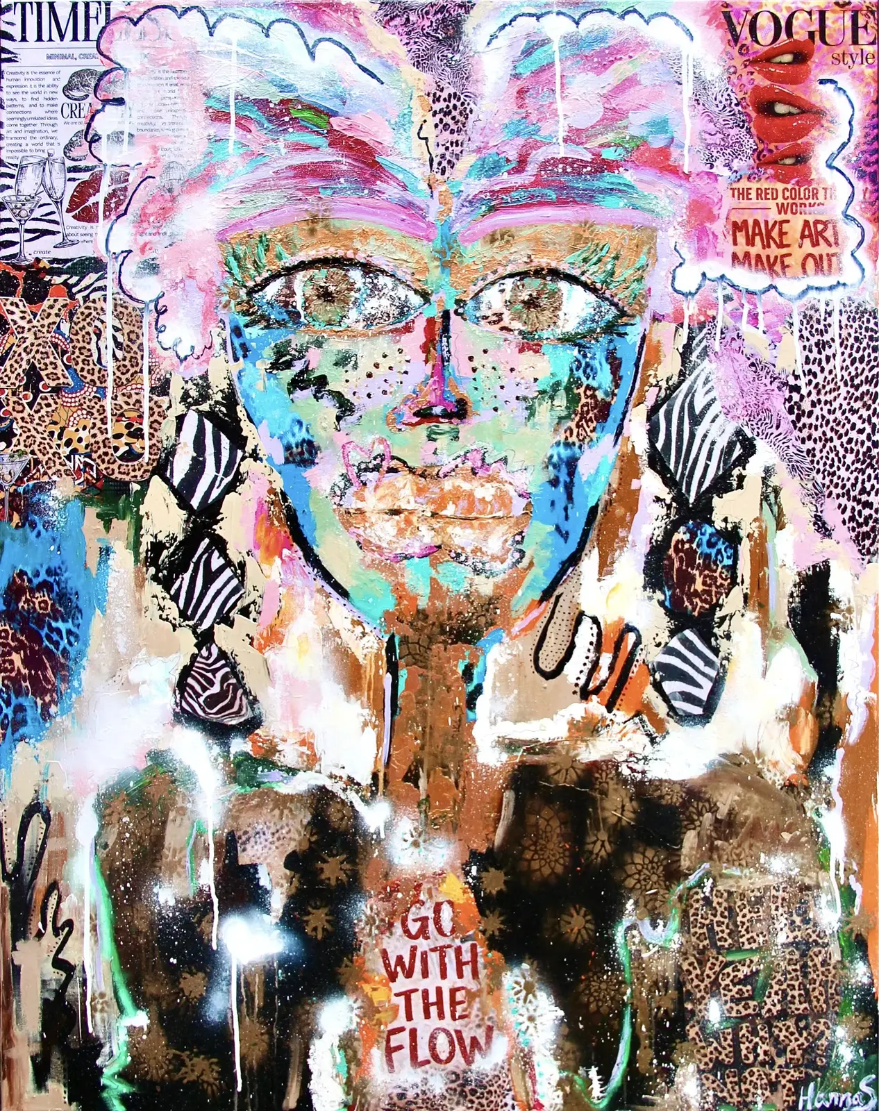 Golden Figure -Colorful Abstract Portrait av Hanna Sander