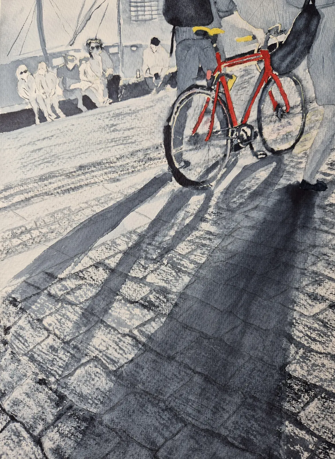 Akvarell Den röda cykeln av Anki Modin