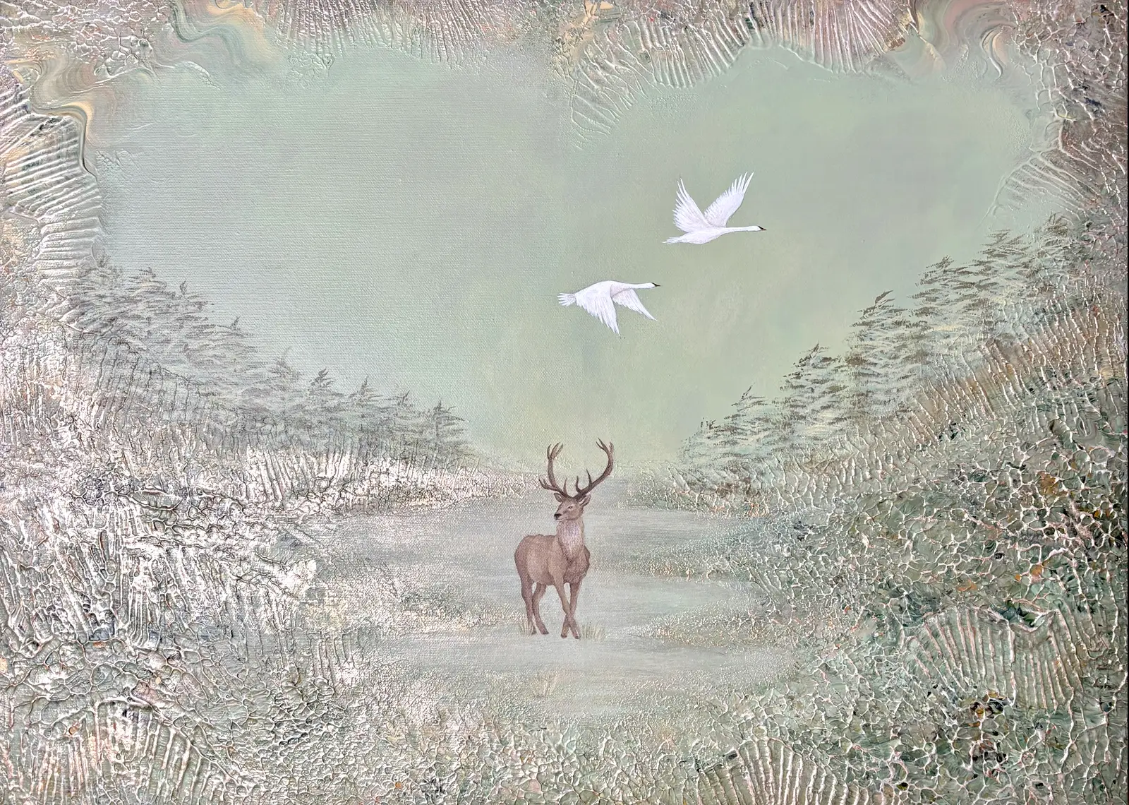 Akrylmålning Glow of silense av Nicole Nilsson