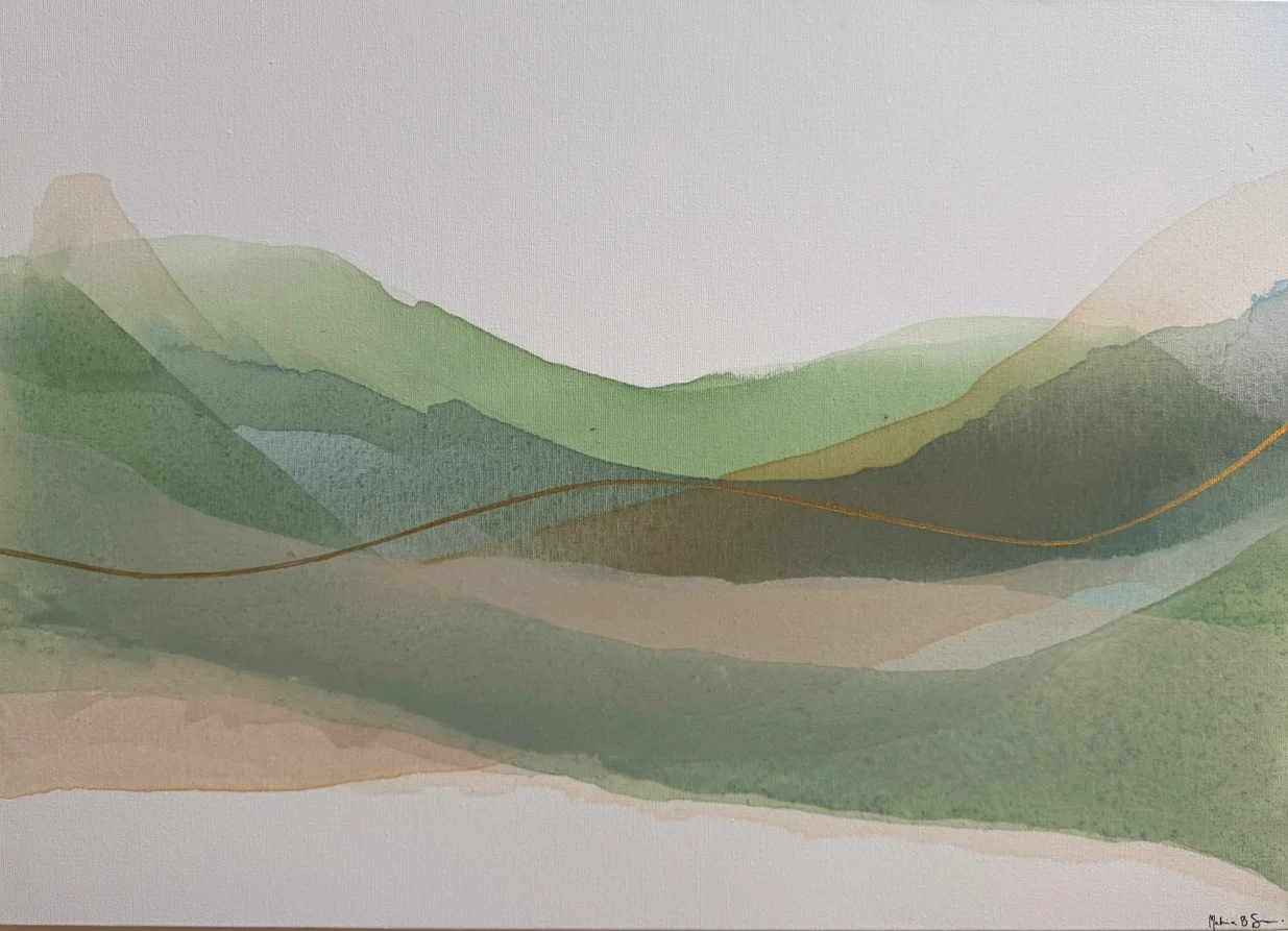 Akrylmålning Faded Mountains av Martina Bogyo Sandgren