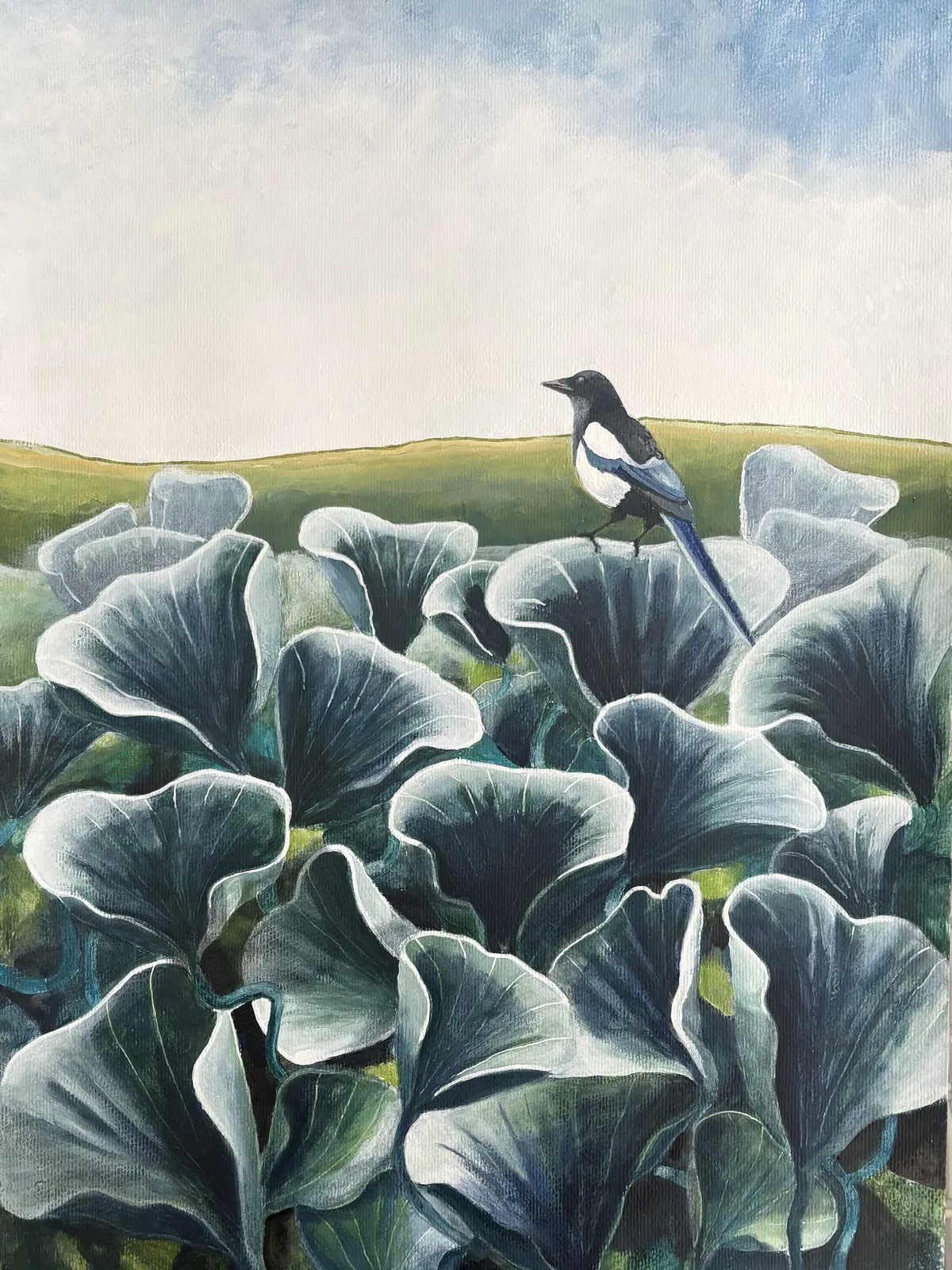 Akrylmålning Skatan av Marie Bäckström Karlsson