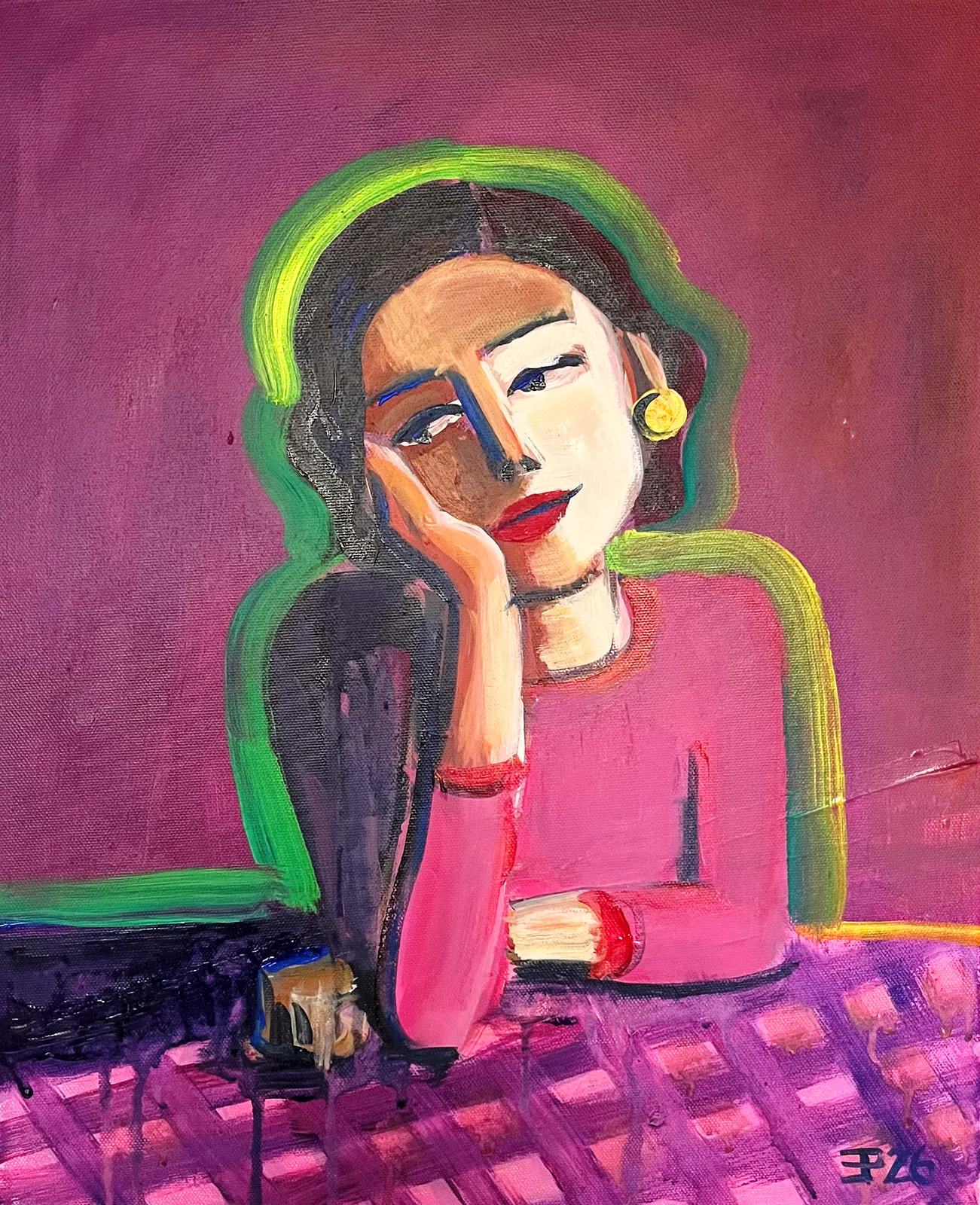 Akrylmålning Dreamer Louise av Elisa Pålsson