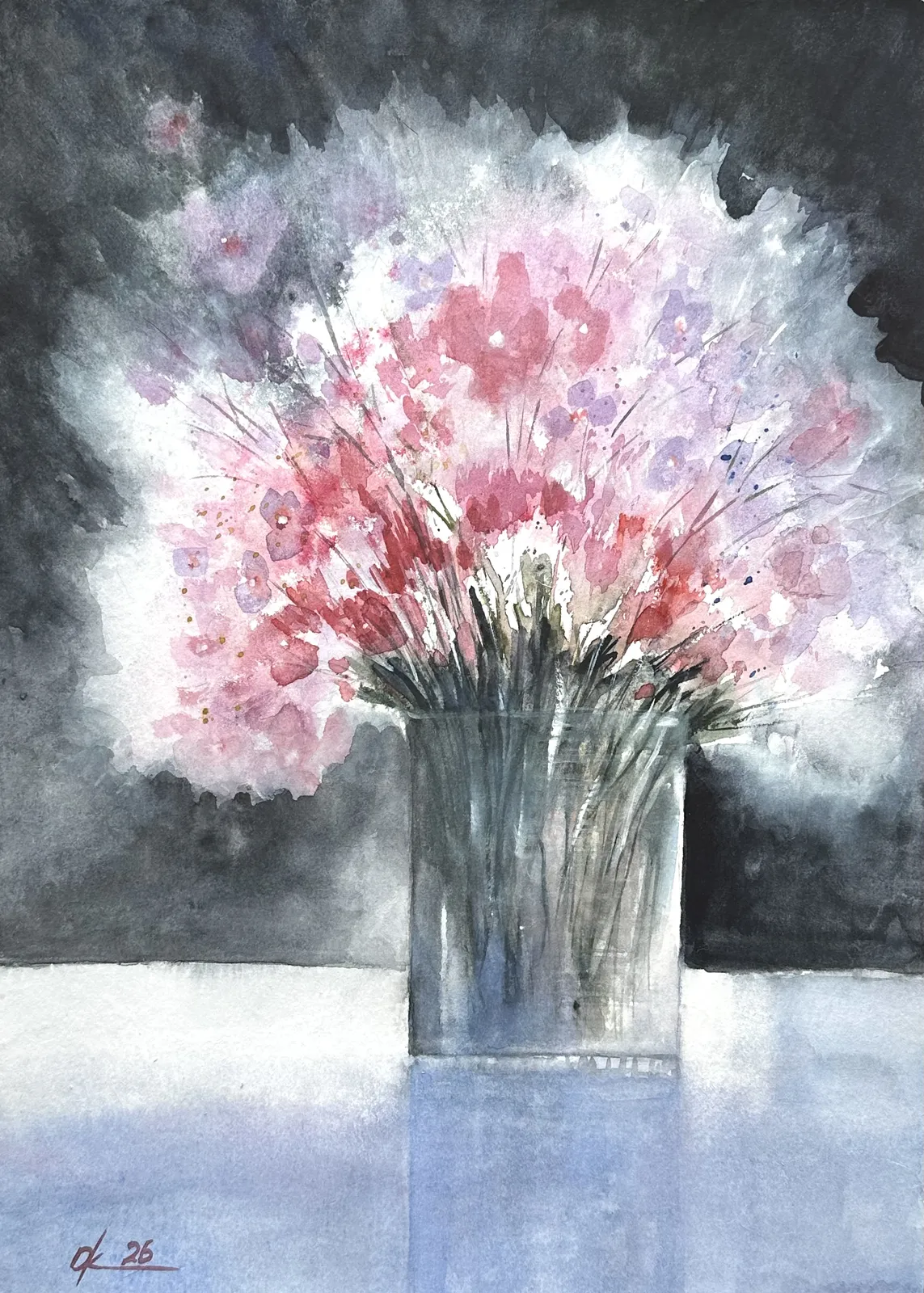 Akvarell Vårbukett av Olga Kharyakova