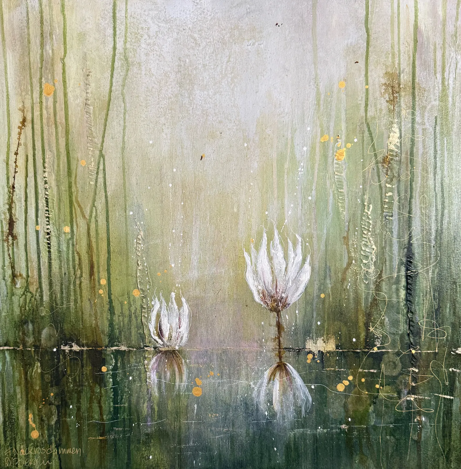 Akrylmålning Näckrosdammen av Monica Berglin