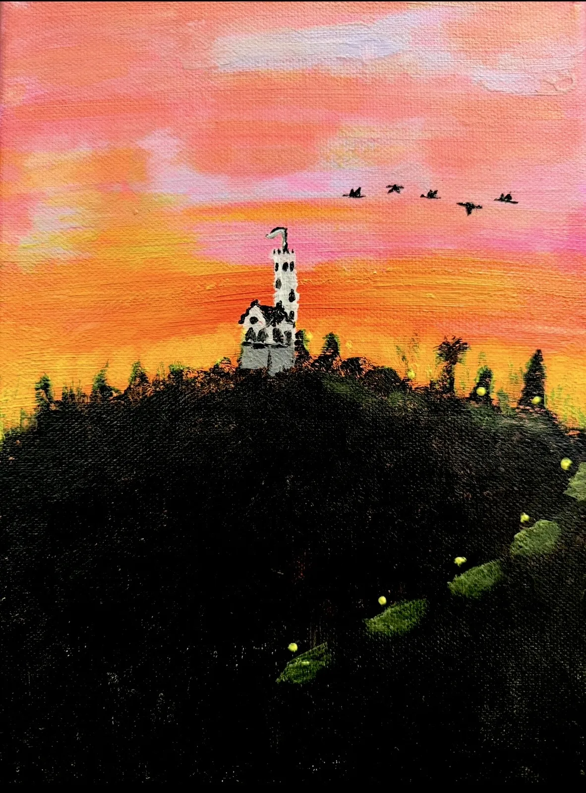 Akrylmålning Soluppgång i Söderhamn av Little Lee