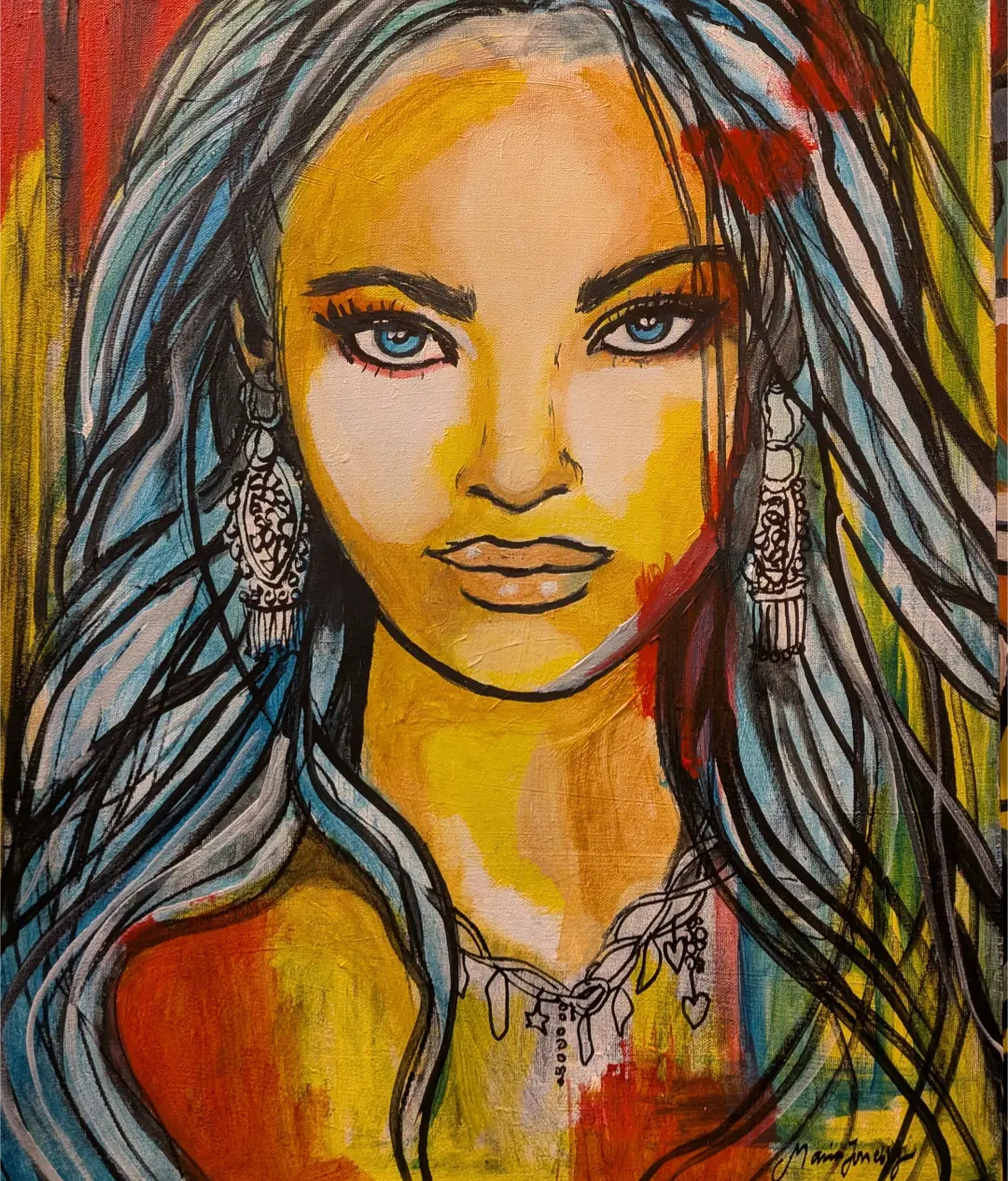 Akrylmålning Amanda av Maria Joneby