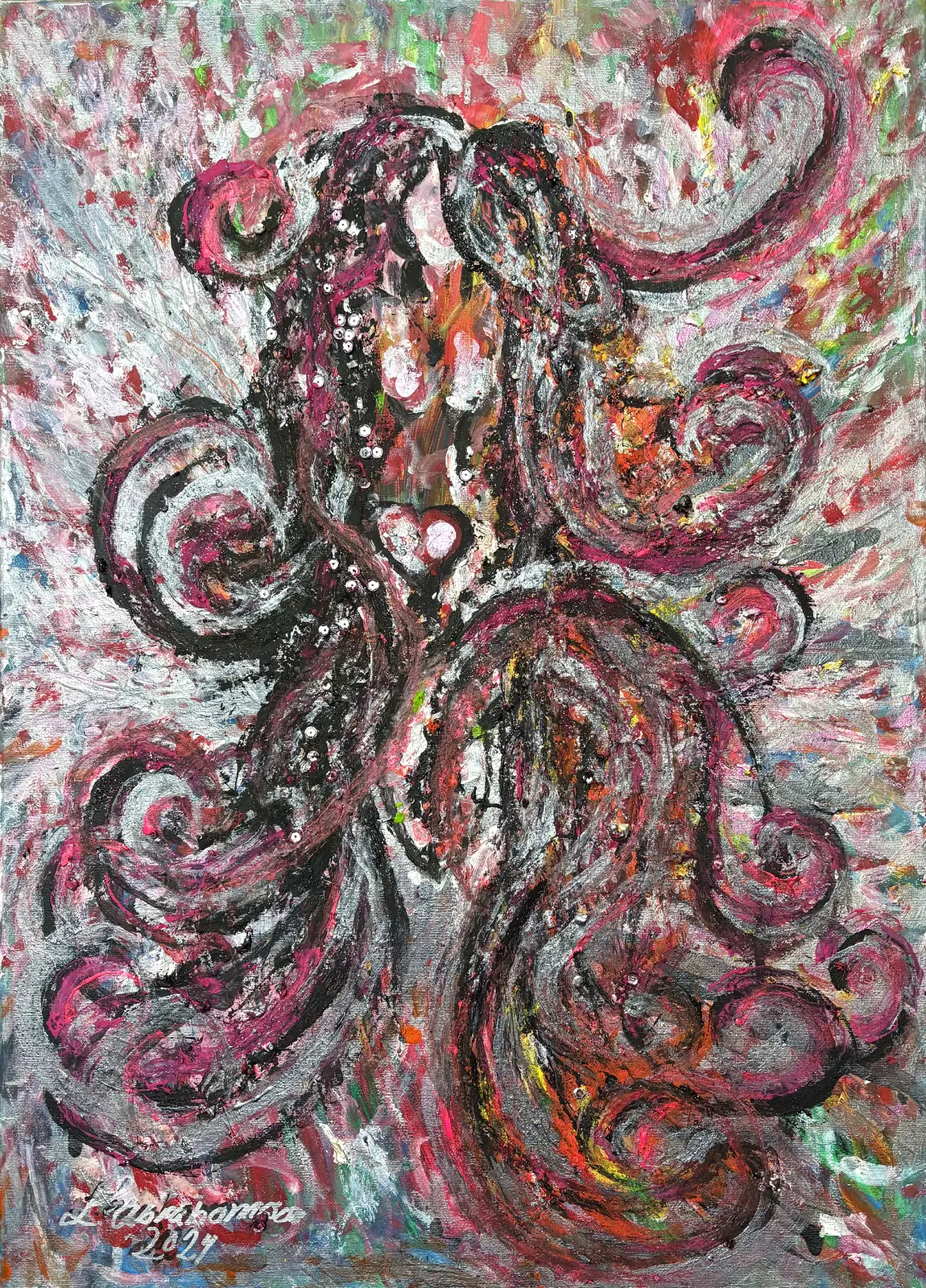 Akrylmålning Nötskrikan av Linda Abrahamsson La Arts Sweden