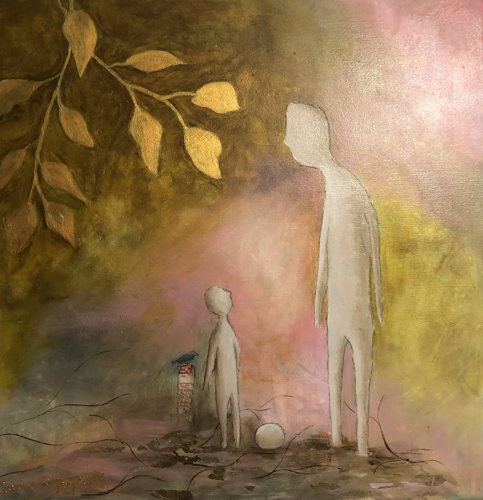 Akrylmålning Ska vi spela? av Carina Stjernfeldt