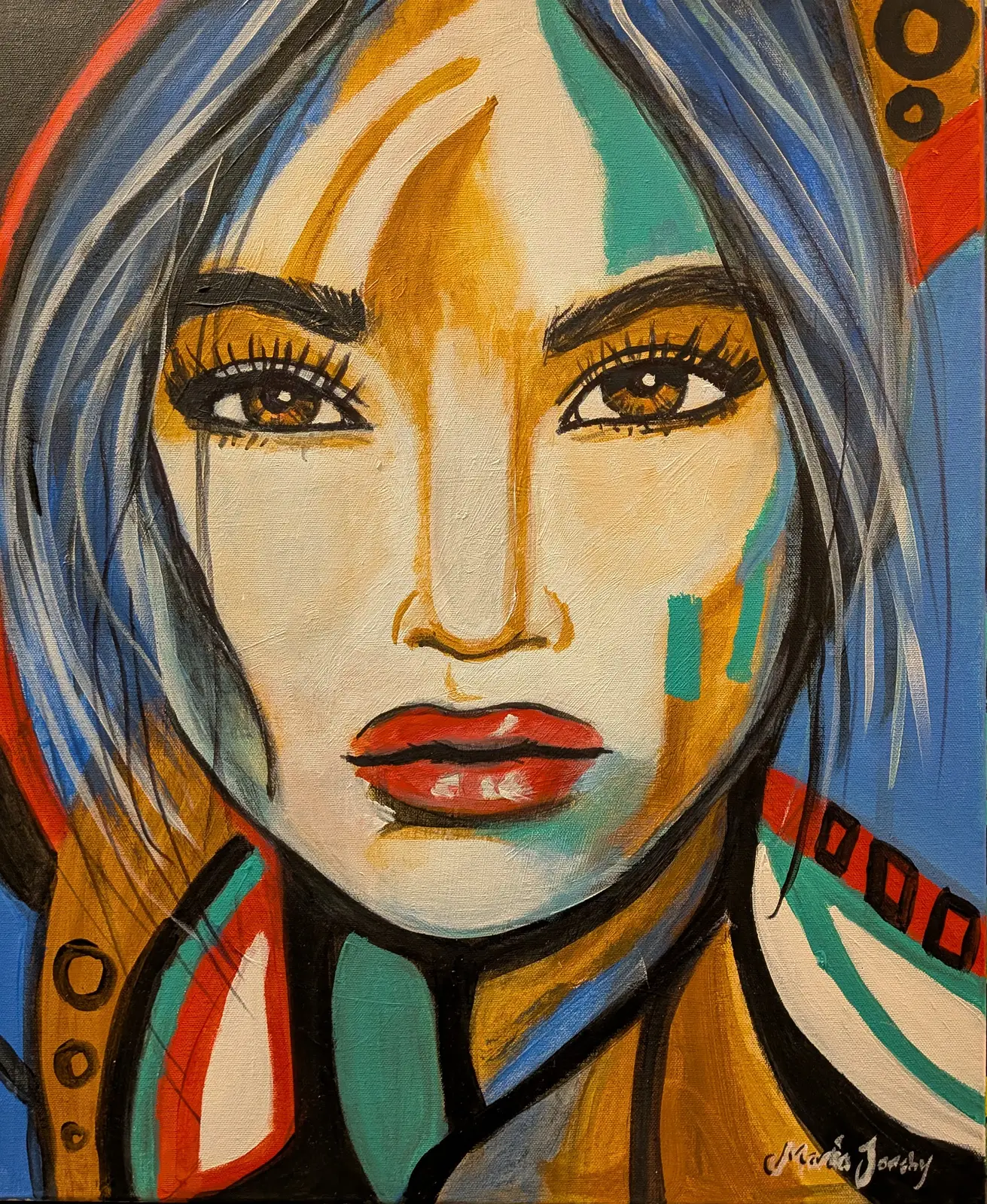 Akrylmålning Elena. av Maria Joneby