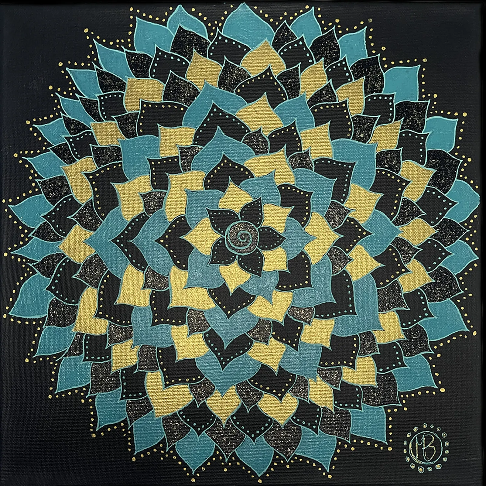 Akrylmålning Blue lotus av Maria Bhardwaj