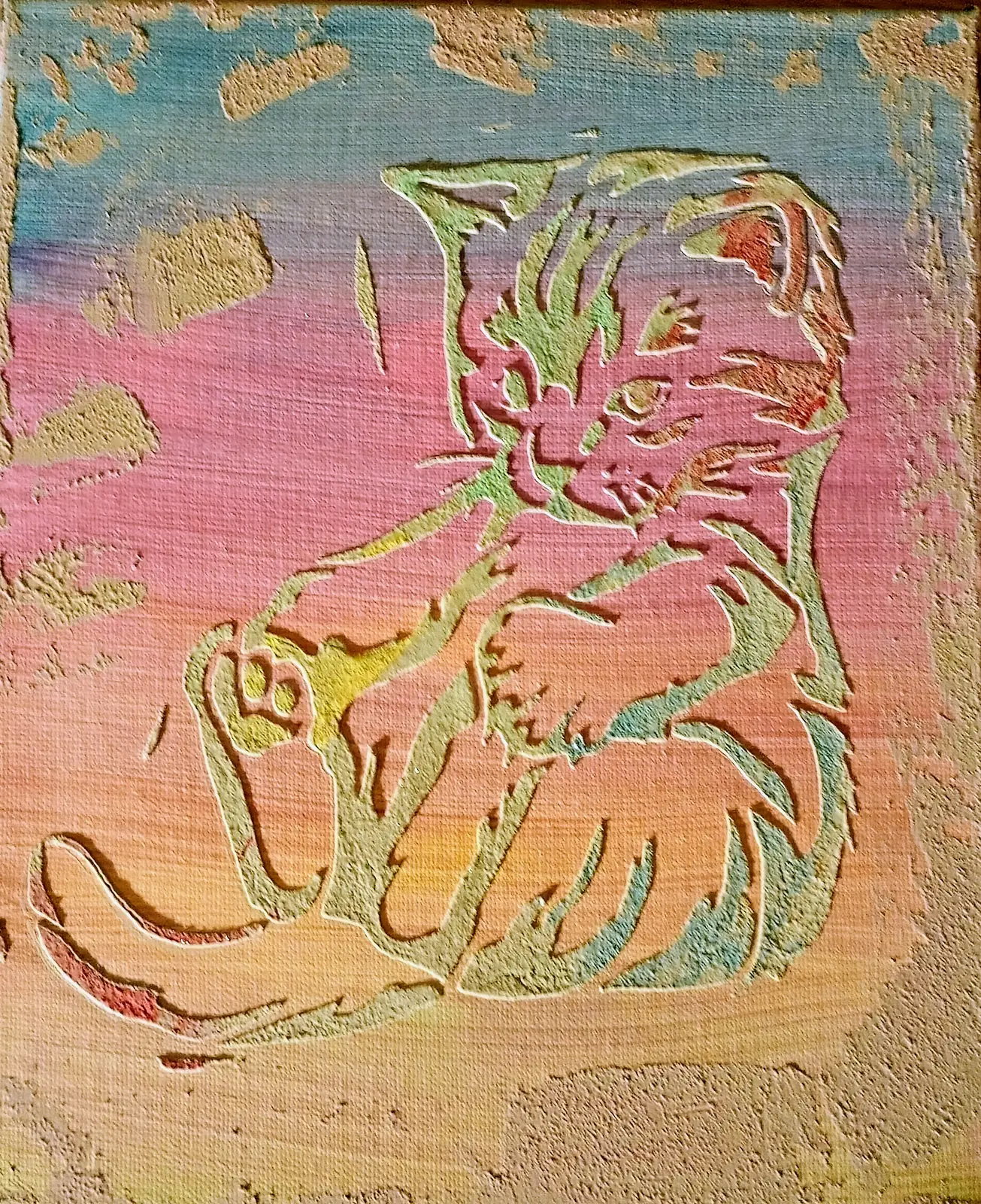 Akrylmålning Playful kitty av Biljana Teletina