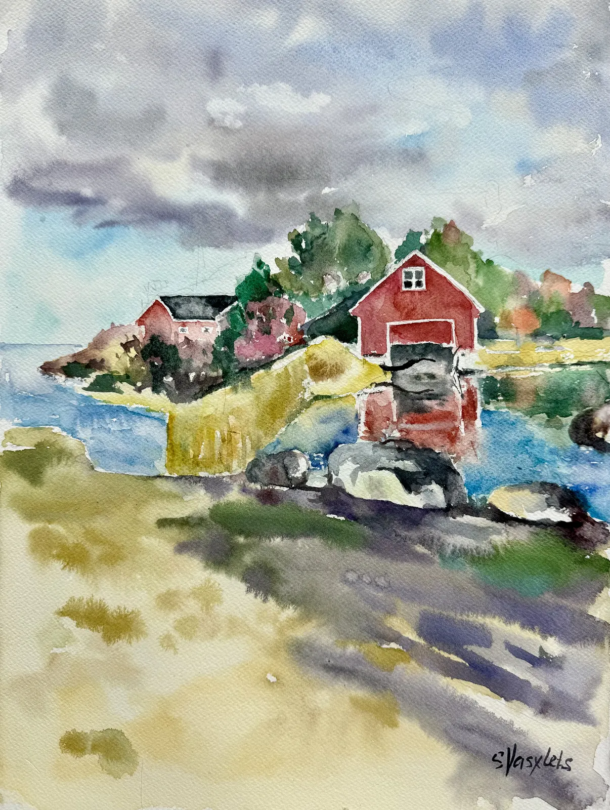 Akvarell Nära Gävle av Svitlana Vasylets