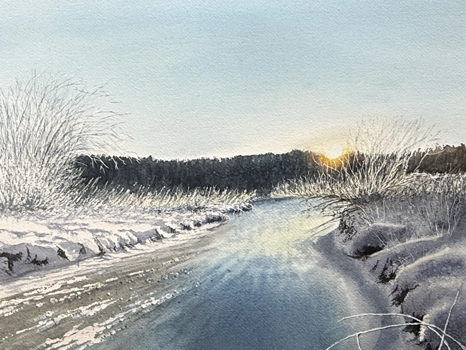 Akvarell Winter wonderland av Jeanette Malmberg
