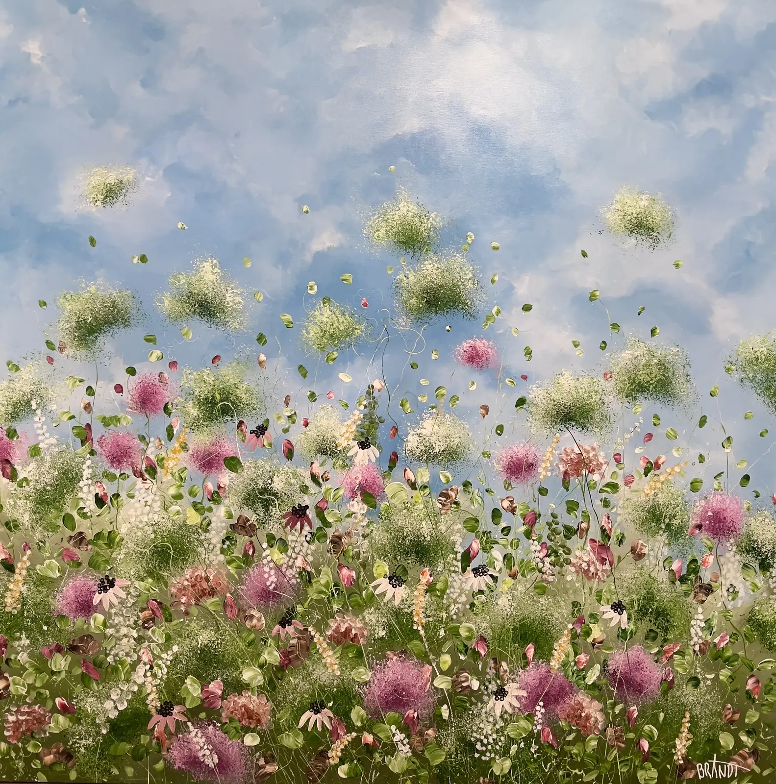 Akrylmålning Sky High Wildflowers av Anna Artistockholm Brandt