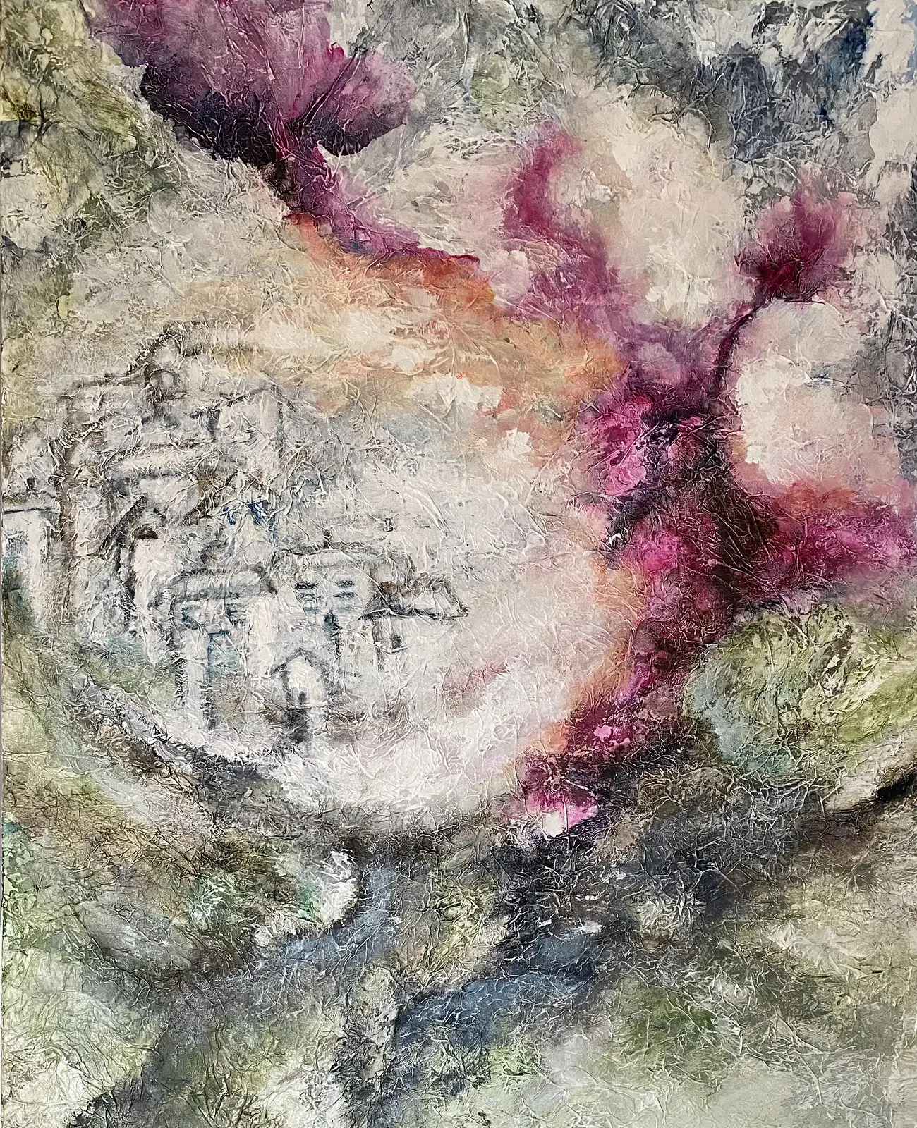 Akrylmålning The pink cloud av Cathrine Öberg
