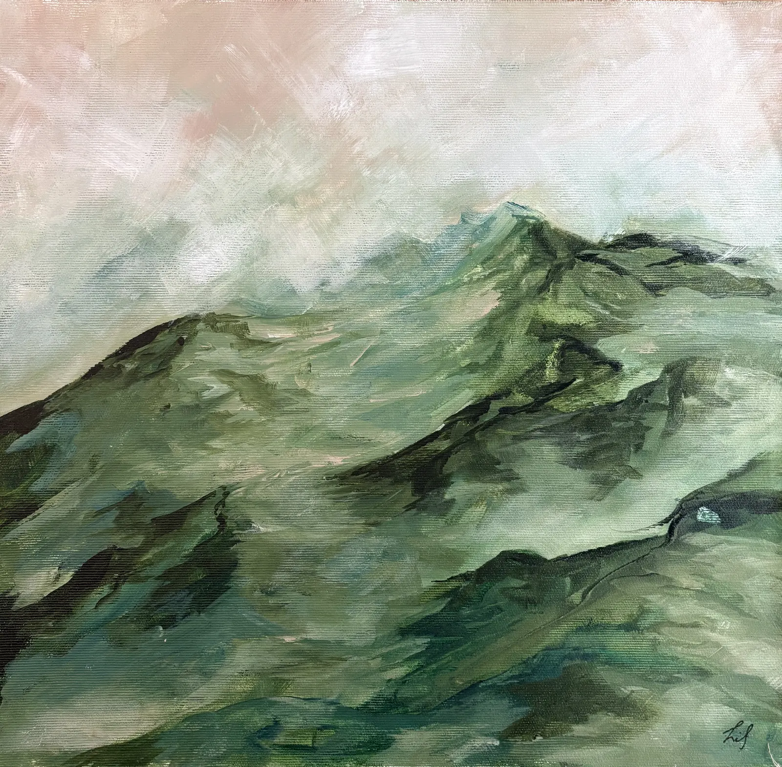 Akrylmålning Up hill 02 av Lisette Svensson