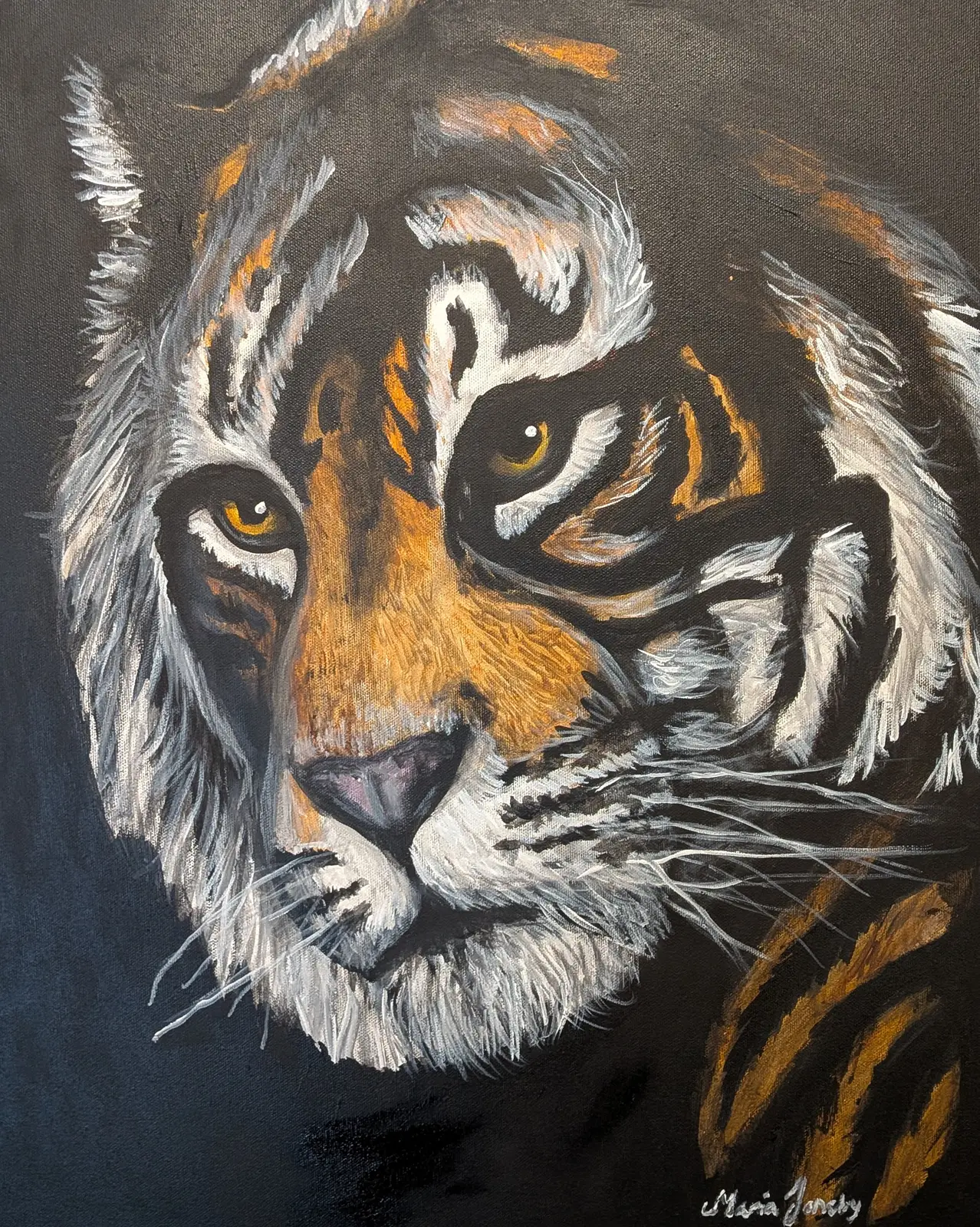 Akrylmålning Tiger av Maria Joneby