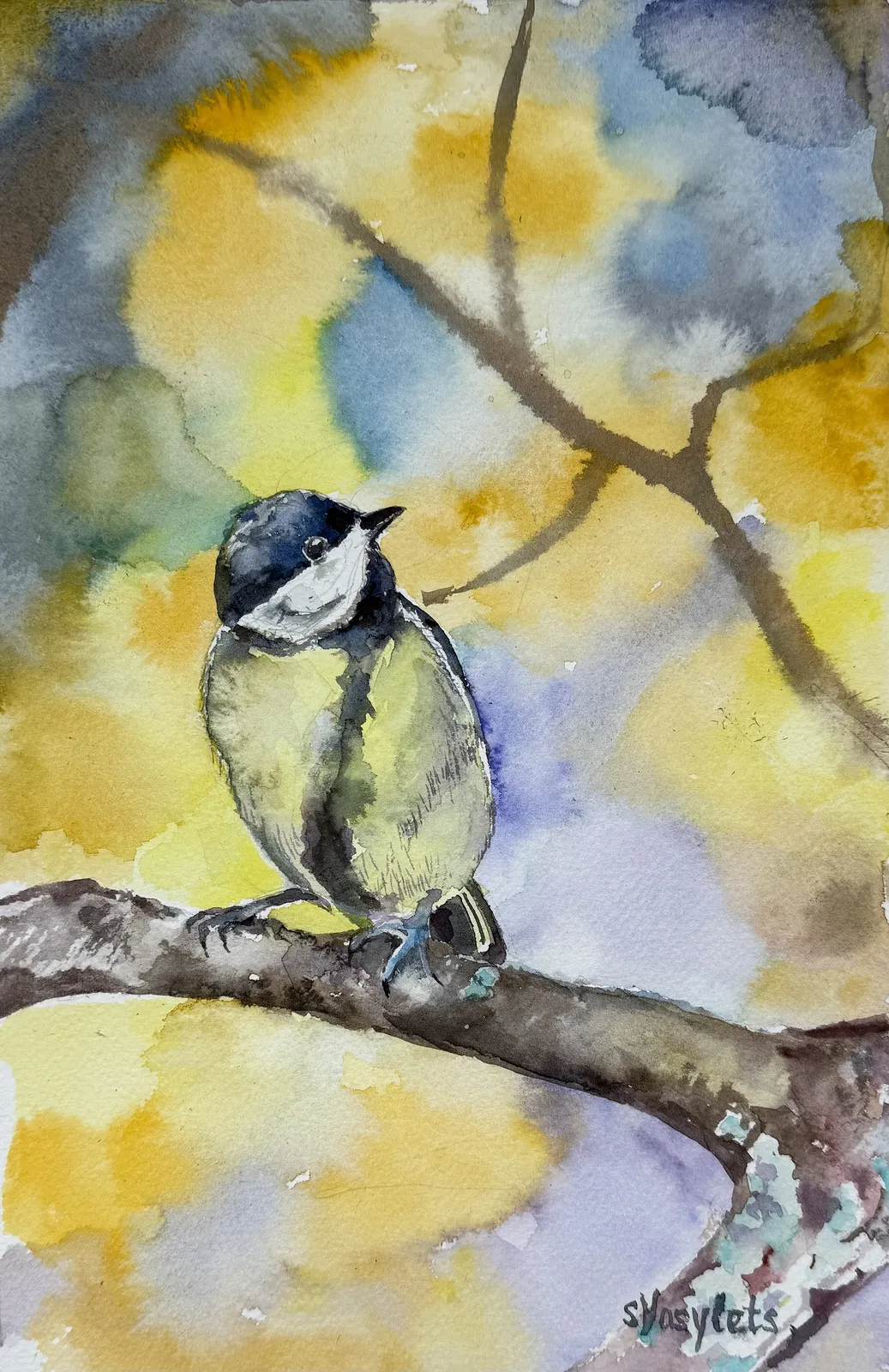 Akvarell Blåmes av Svitlana Vasylets