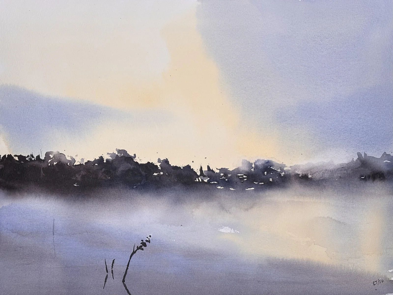 Akvarell Between Sky and Silence av Emil Trollklint