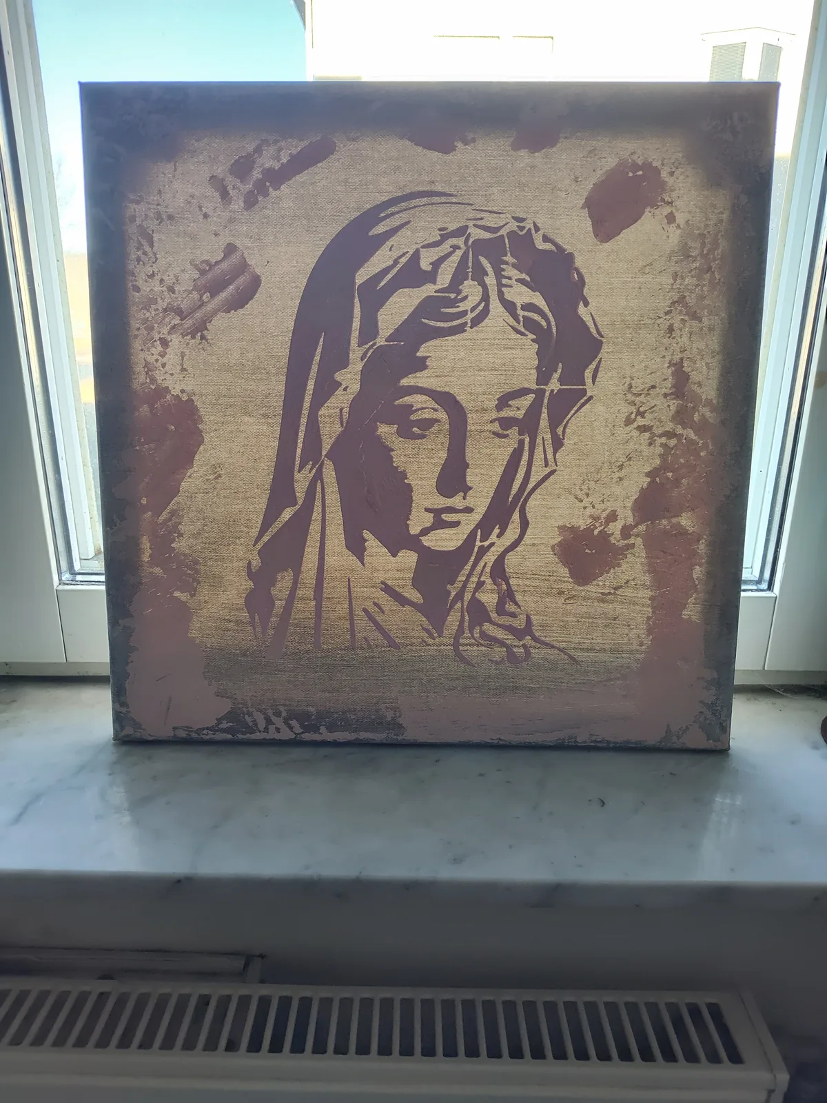 Akrylmålning Holy Mary av Biljana Teletina