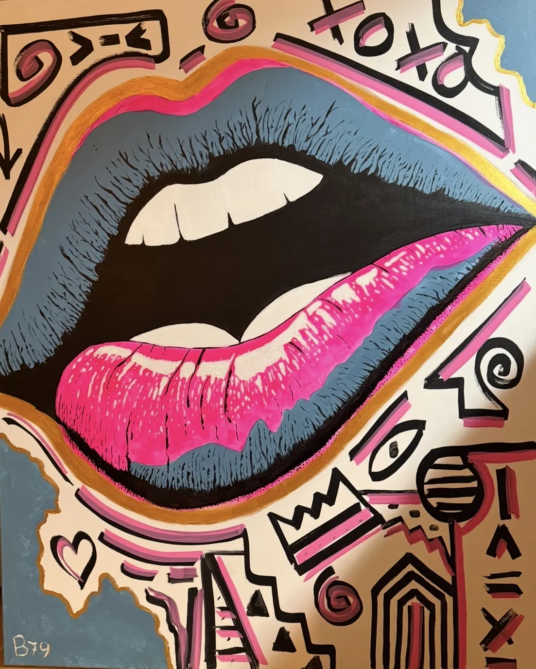 Akrylmålning She bites av Mikael Buskas