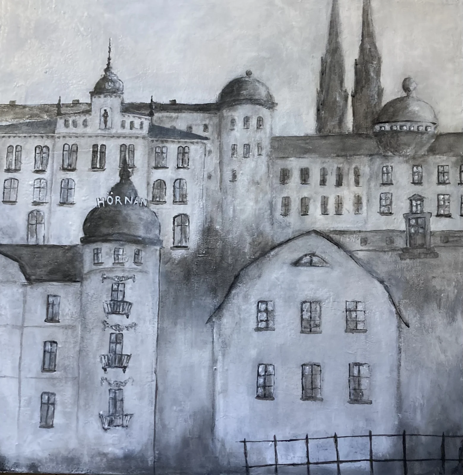 Akrylmålning UPPSALA #06 av Rose-Marie Lyckebrant-Lindqvist