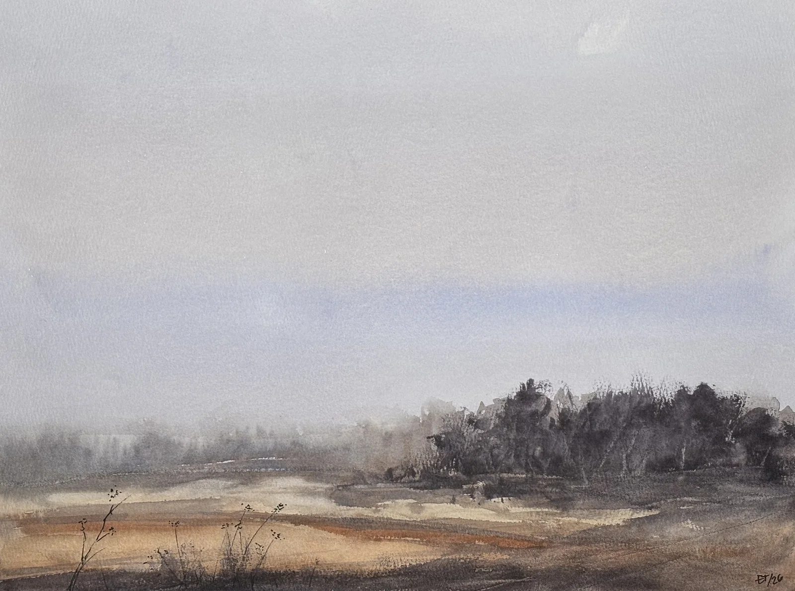 Akvarell Morning Over the Heathlands av Emil Trollklint