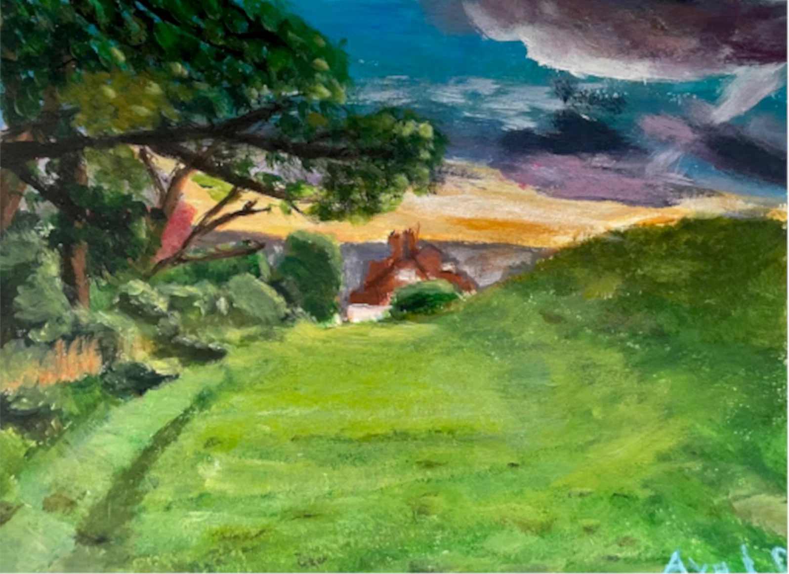 Akrylmålning Landskap av Axel Söderhielm