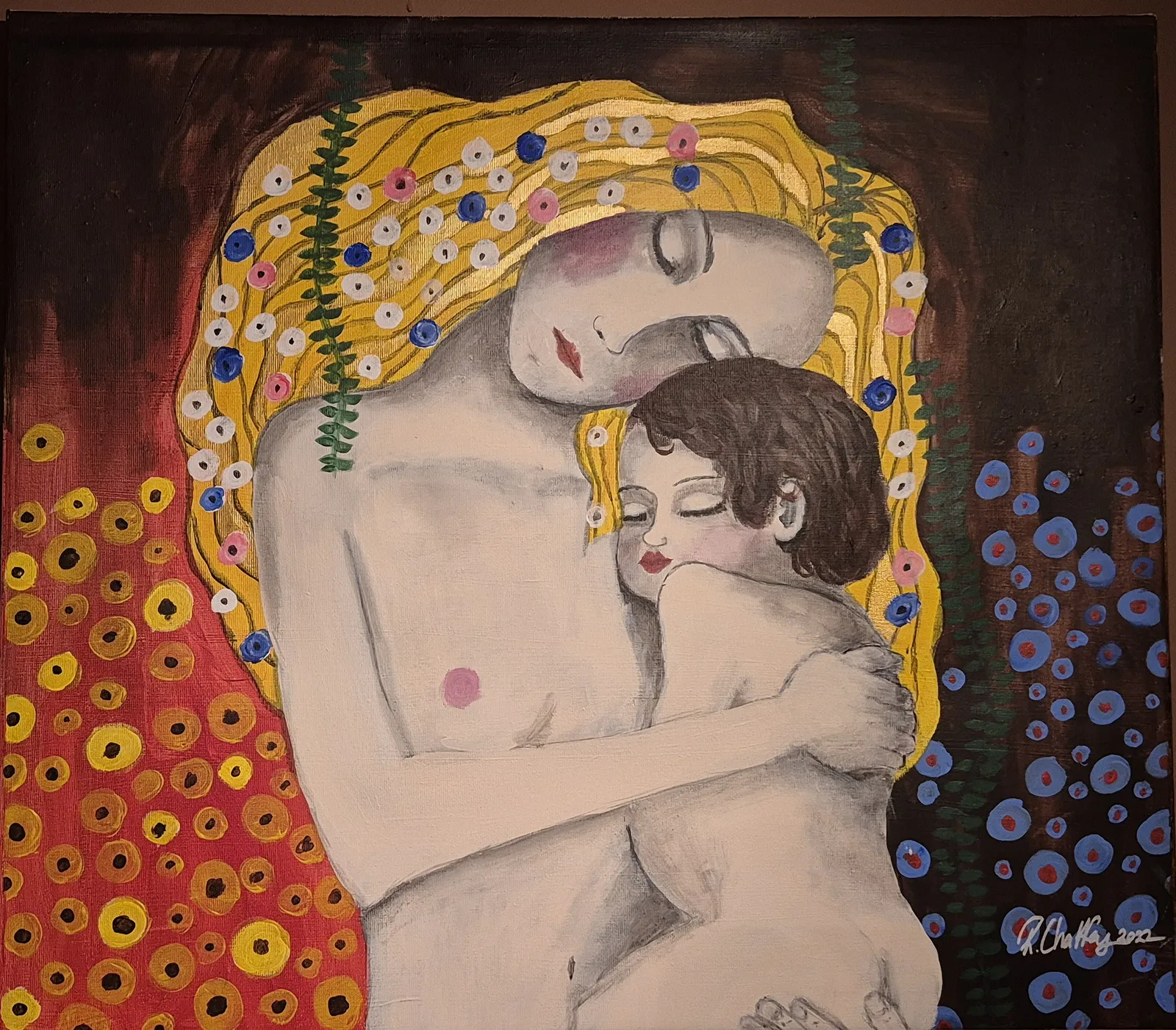 Akrylmålning Mothers love av Rosalee Chaffey