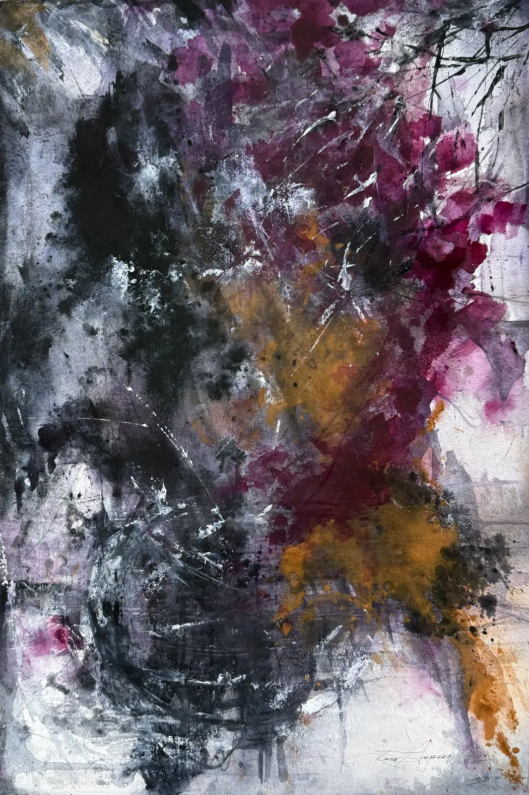 Akvarell Struggling between energies av Dana Ingesson