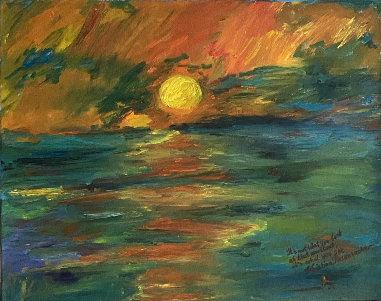 Oljemålning Kvällssolens Glöd av Kristina Rosenbecker