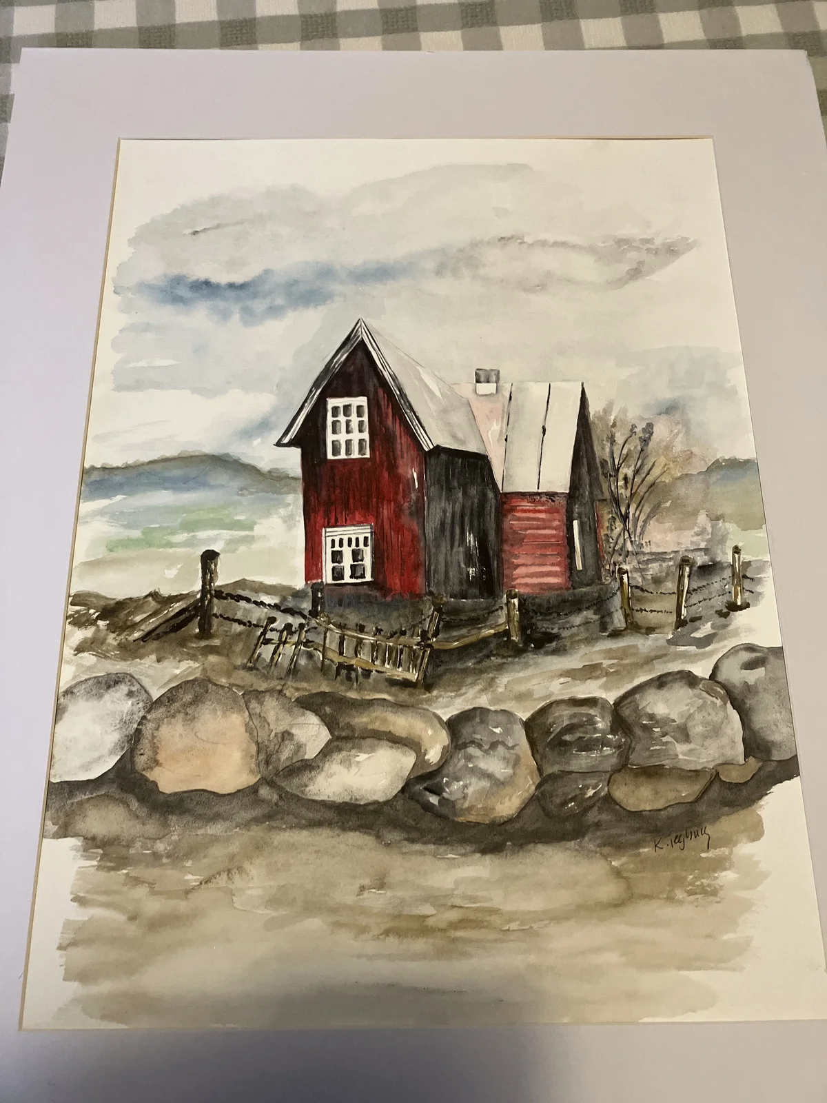 Akvarell Huset bakom muren av Kristina Tegbring
