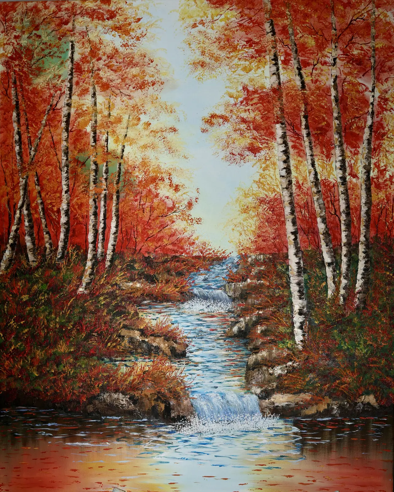 Oljemålning Höstens sista vattenbrus av Iman Echreshavi