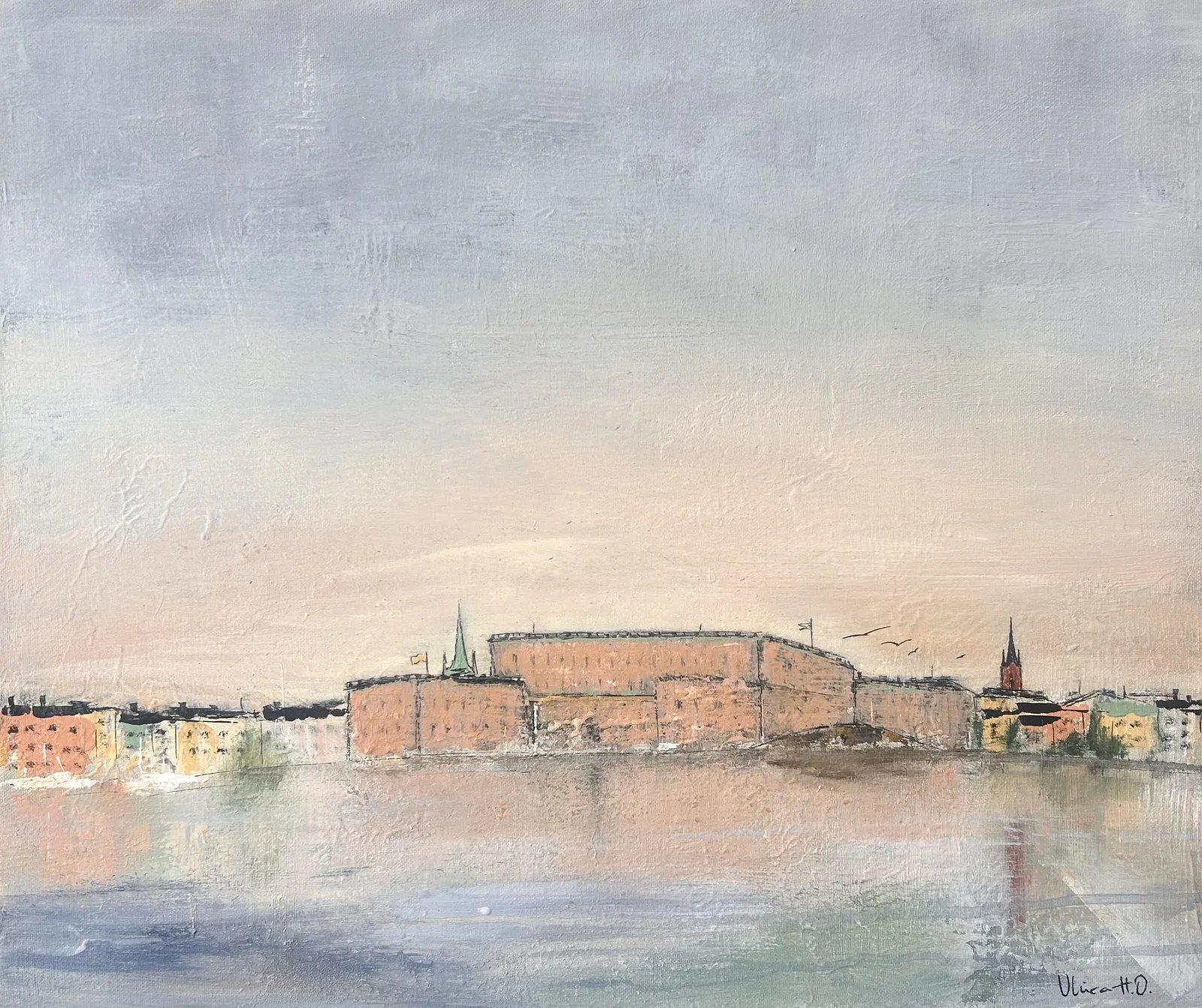 Akrylmålning Stockholms slott, 2026 av Ulrica Halling Olsson_art Stockholm