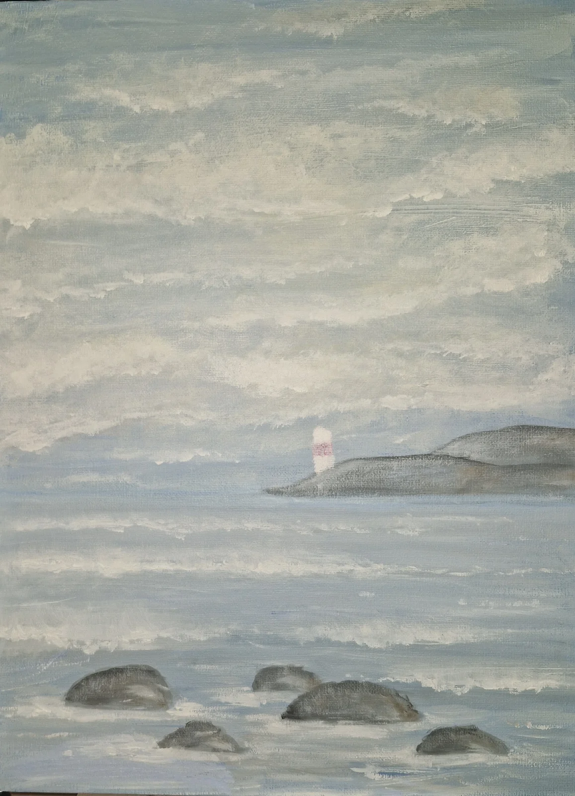 Oljemålning Trygg hamn av Minna Aho