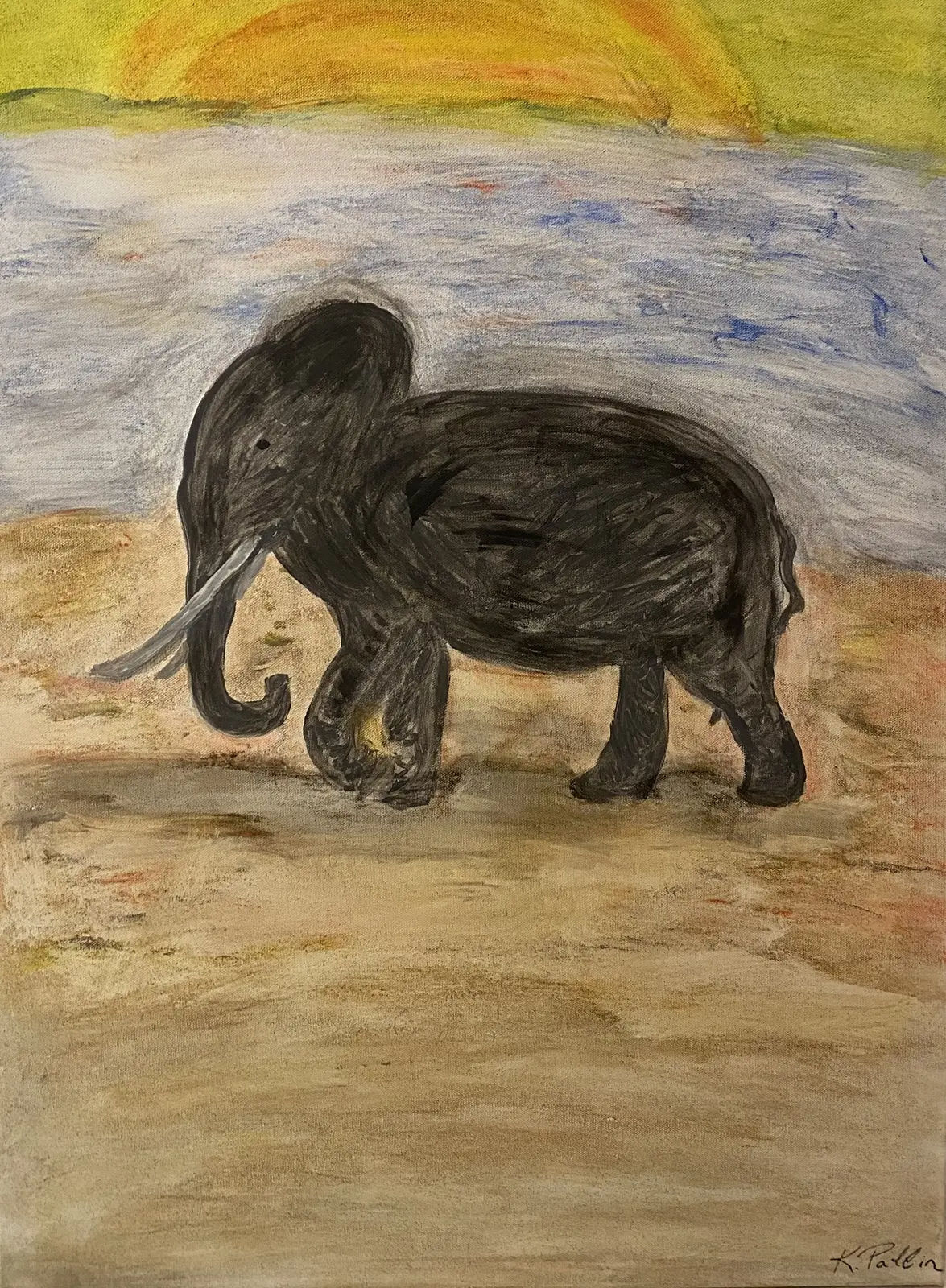 Akrylmålning Elephant Journey av Kicki Pallin