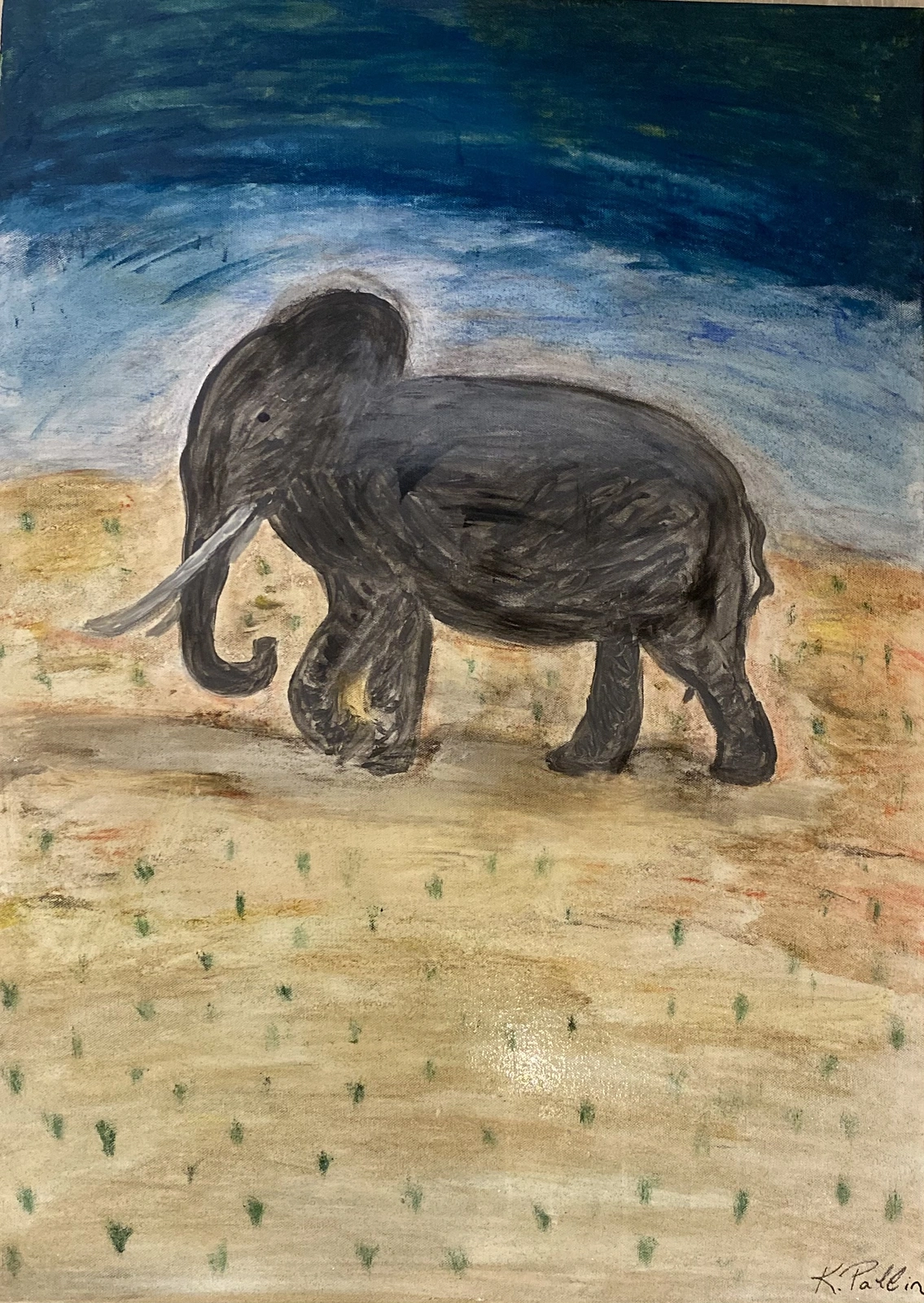 Akrylmålning Elephant Journey av Kicki Pallin