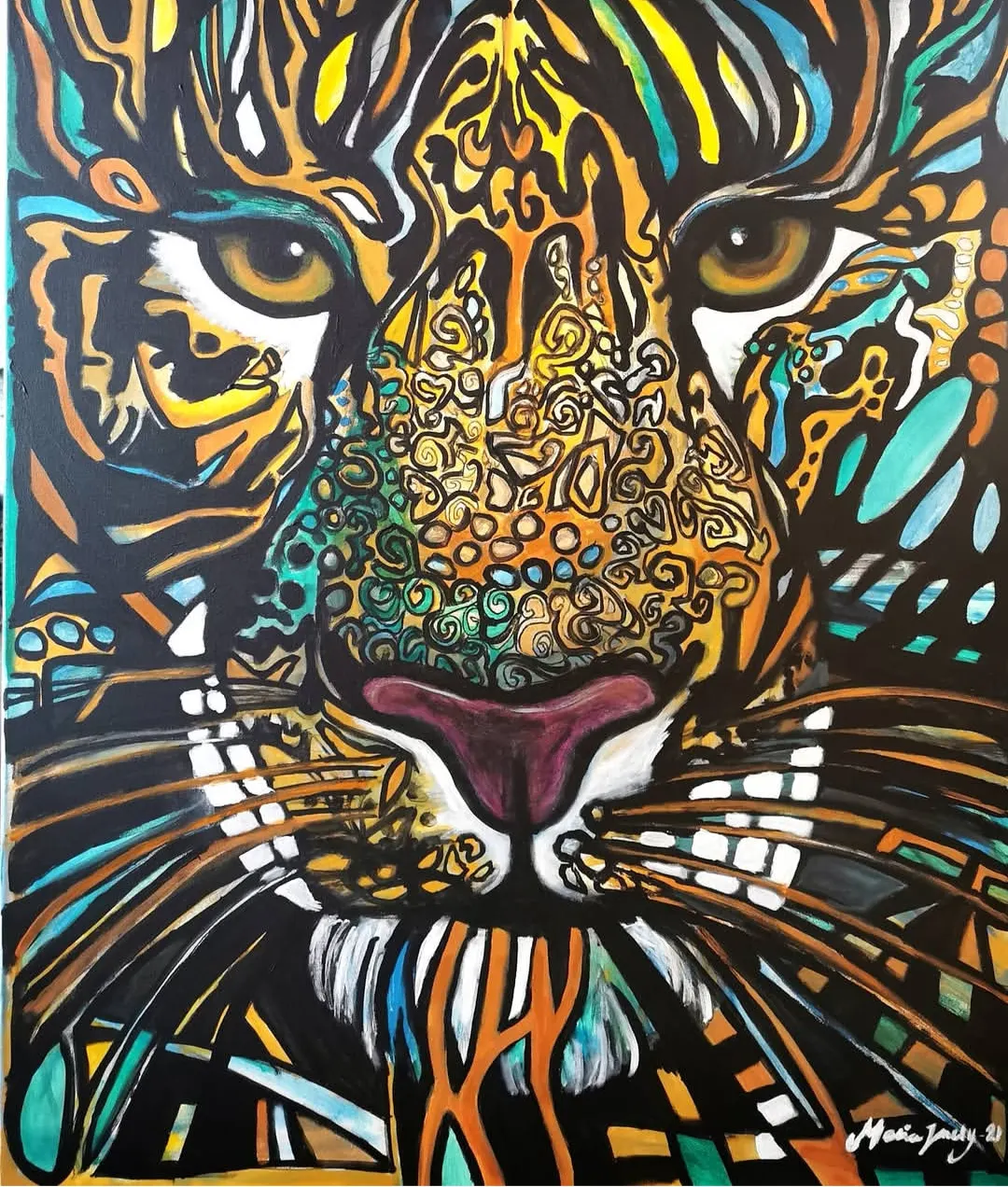 Akrylmålning Many layers. av Maria Joneby