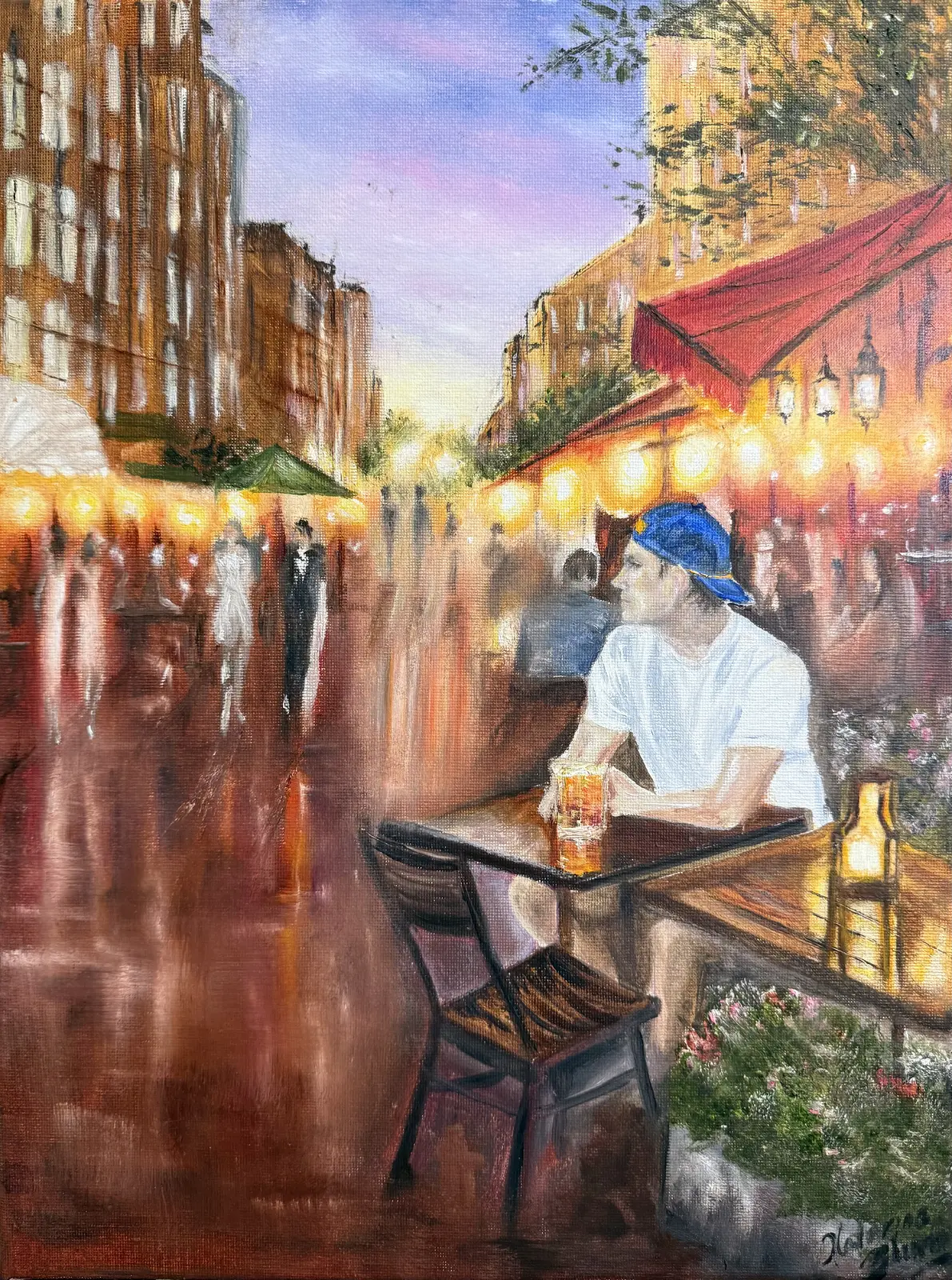 Oljemålning Sommarkväll på Rörstrandsgatan av Katarina Blomberg